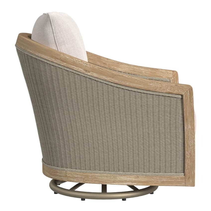 Cambria Teak Swivel Club Chair in Light Wood/Canvas Canvas by Sunset West - Side View - White Background thumbnail