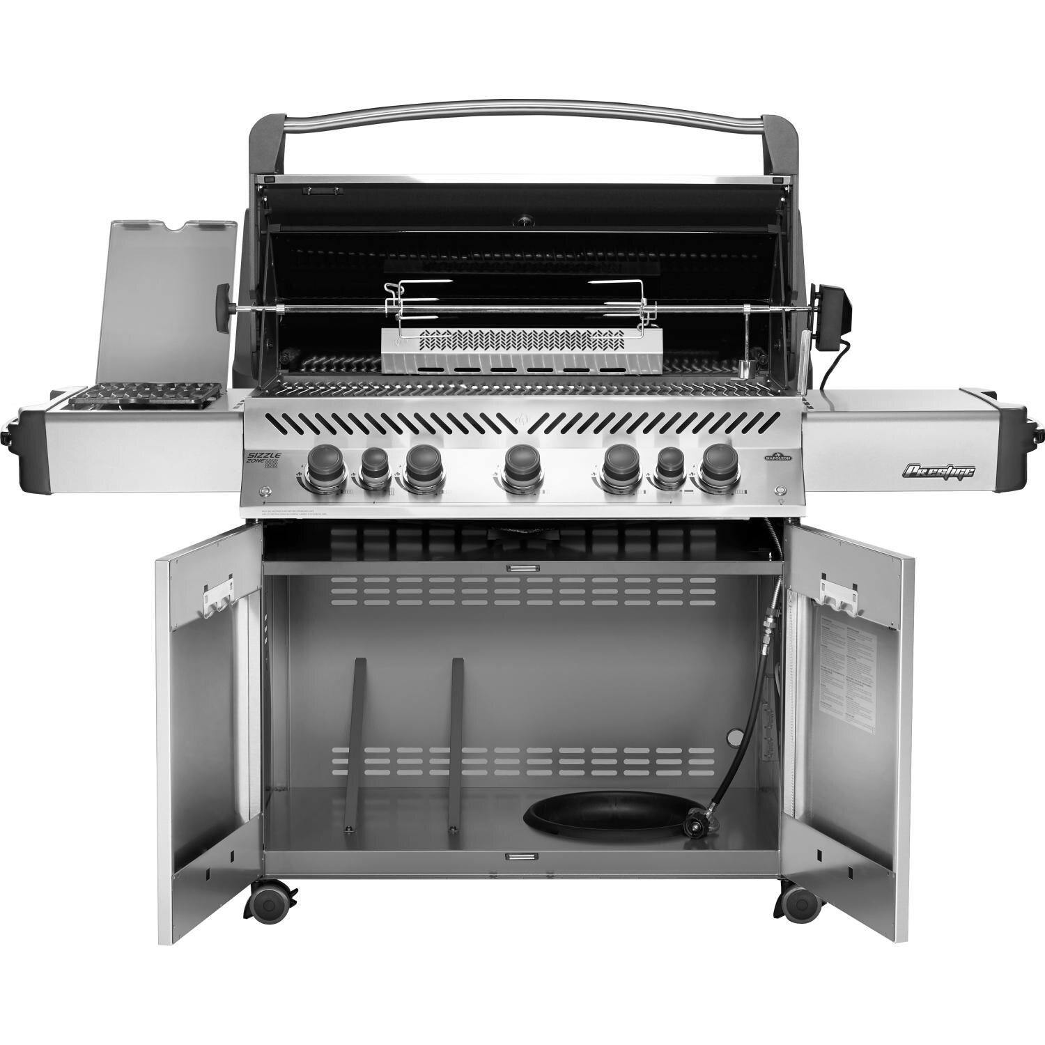 Napoleon Prestige 665 Propane Gas Grill with Infrared Rear Burner and Infrared Side Burner - Charcoal Grey - P665RSIBPCH (2019) - Open View thumbnail