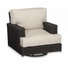 Cardiff Wicker Patio Swivel Rocker Club Chair W/ Sunbrella Canvas Flax Cushions By Sunset West image