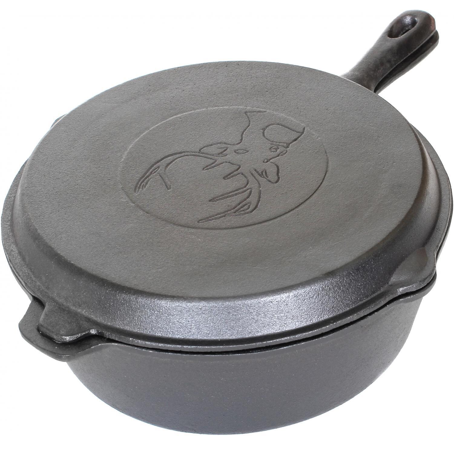 Cajun Classic 6-Quart Seasoned Cast Iron Combo Cooker With Deer Design - GL10495DWDS