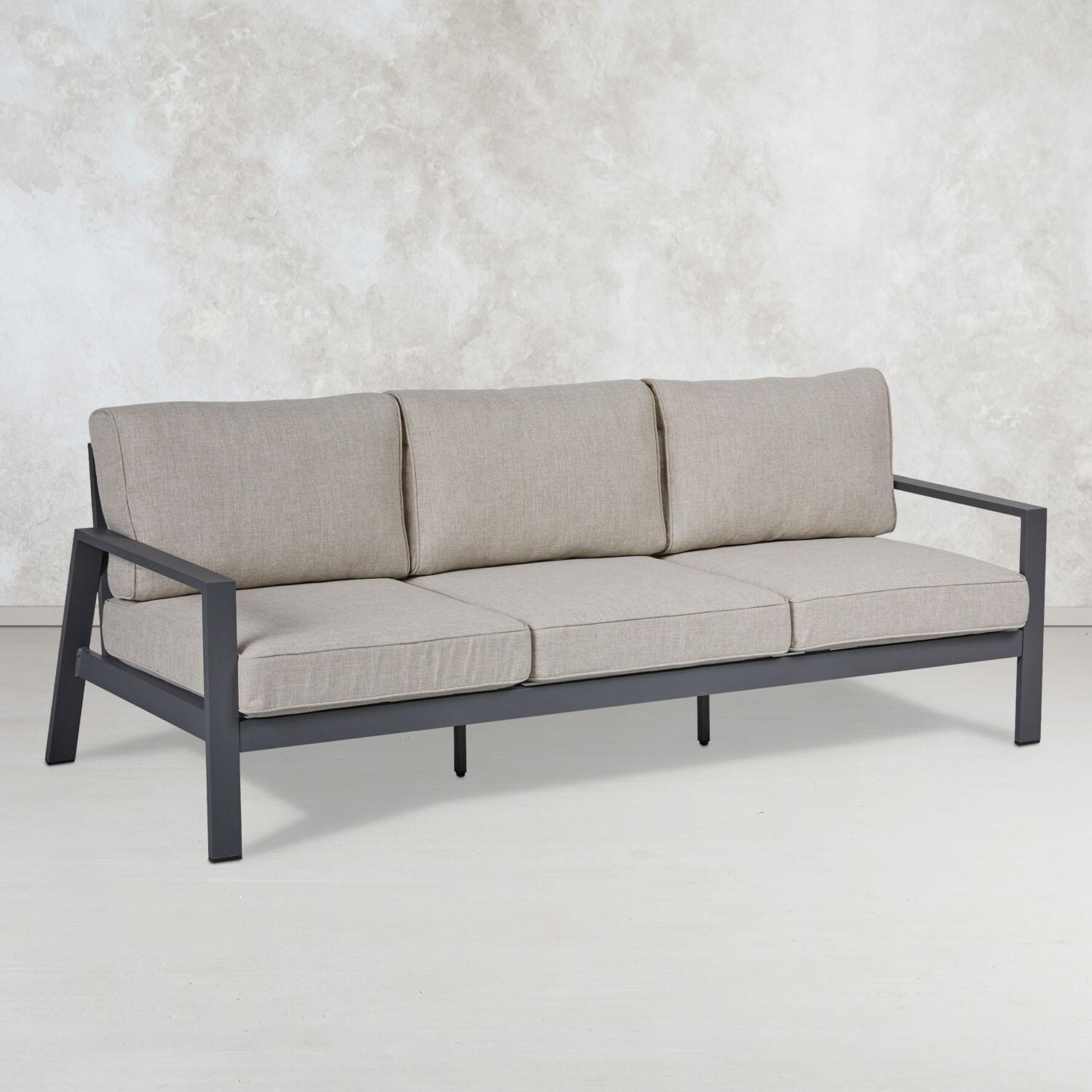Lakeview Outdoor Designs SC2023WSTA Elysian Aluminum Outdoor Three Seat Sofa With Cushions in Weathered Slate - Silo Main thumbnail