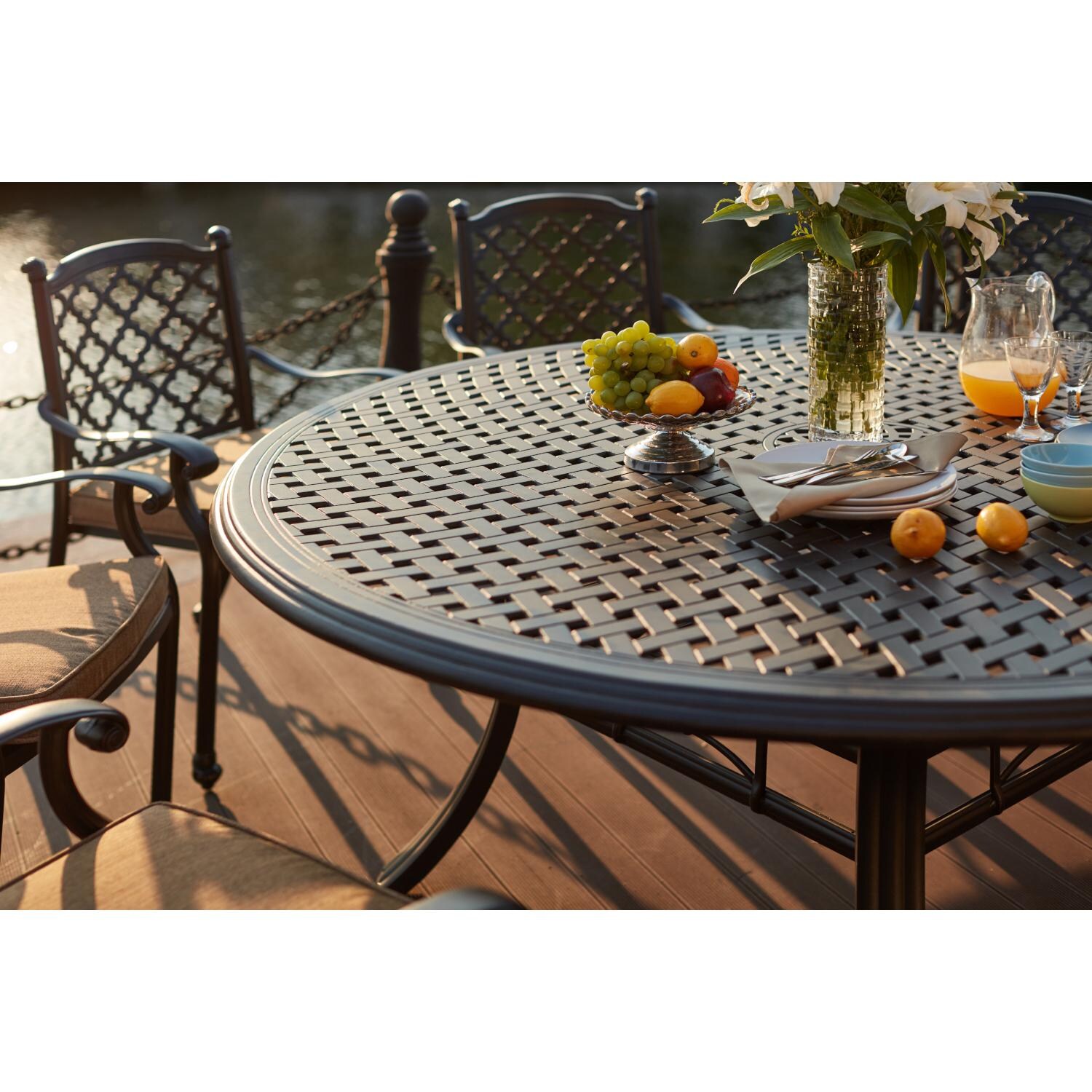 Darlee 201650-9PC-99LD Madison Cast Aluminum 71 Inch Round Dining Table - Top Detail thumbnail