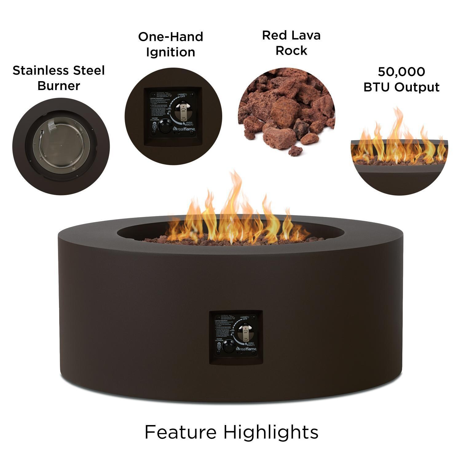 Elysian 36-in Round Steel Propane Fire Pit Table in Dark Bronze by Lakeview Outdoor Designs - Features - Detail thumbnail