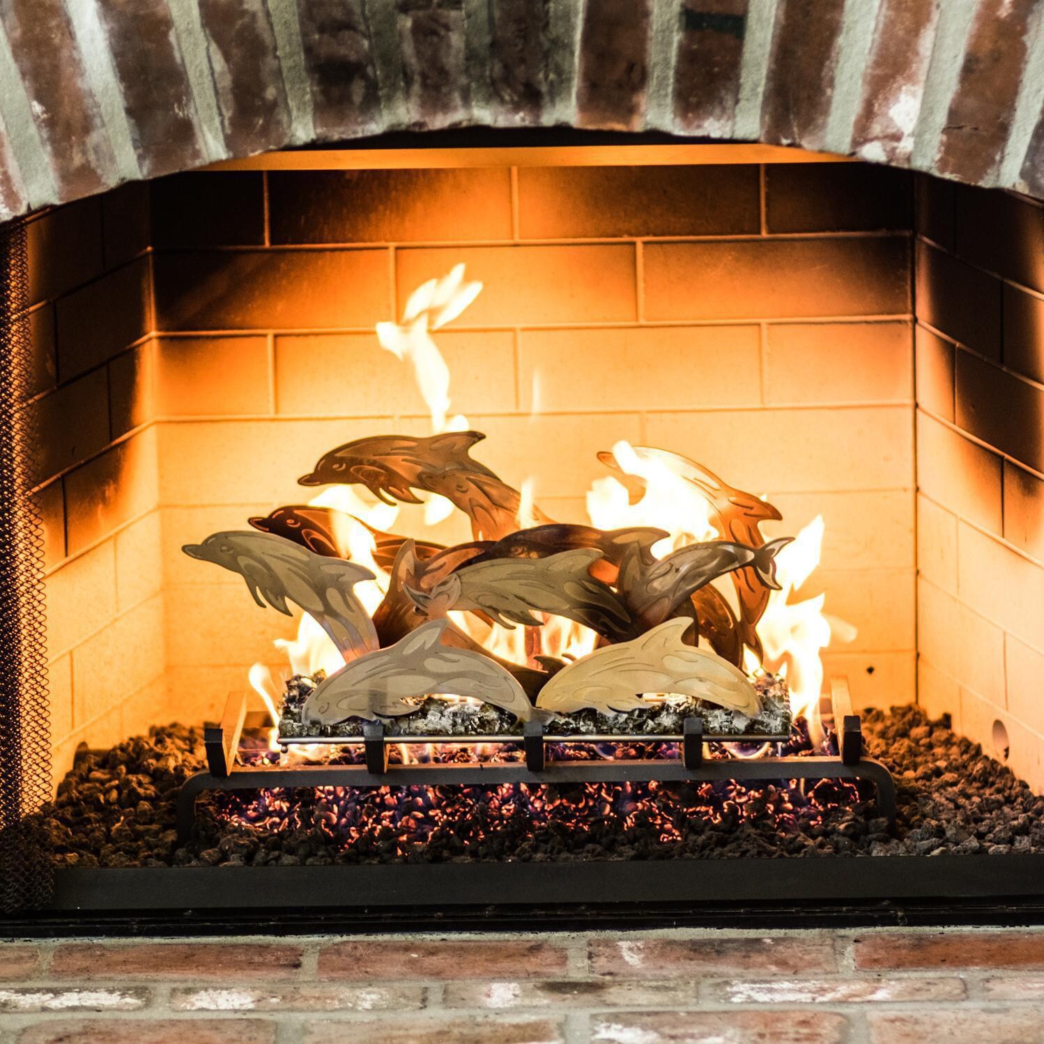 BBQGuys Signature Series Fireplace Sculpture - Dolphin Seascape