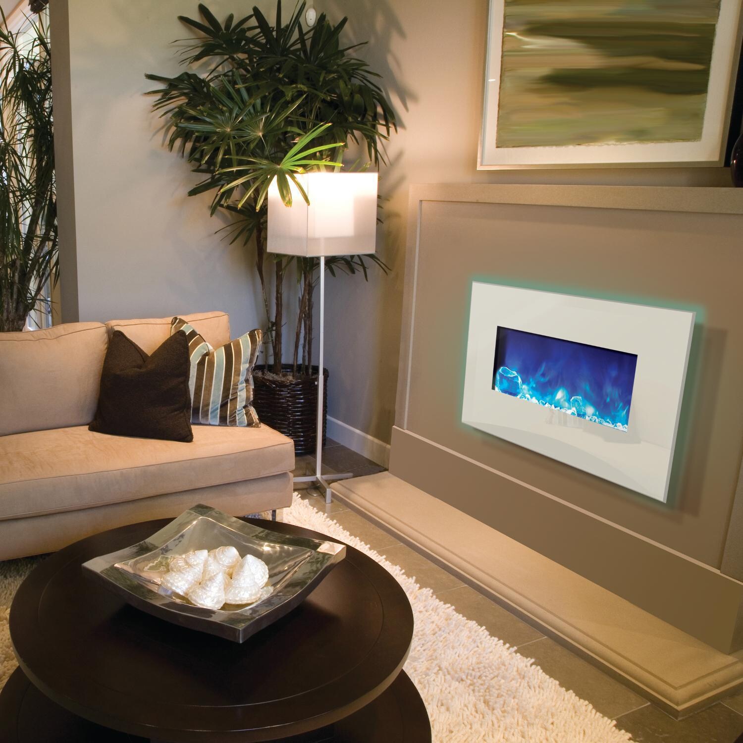 Amantii Wall Mount/Flush Mount Electric Fireplace - Blue - Installed thumbnail