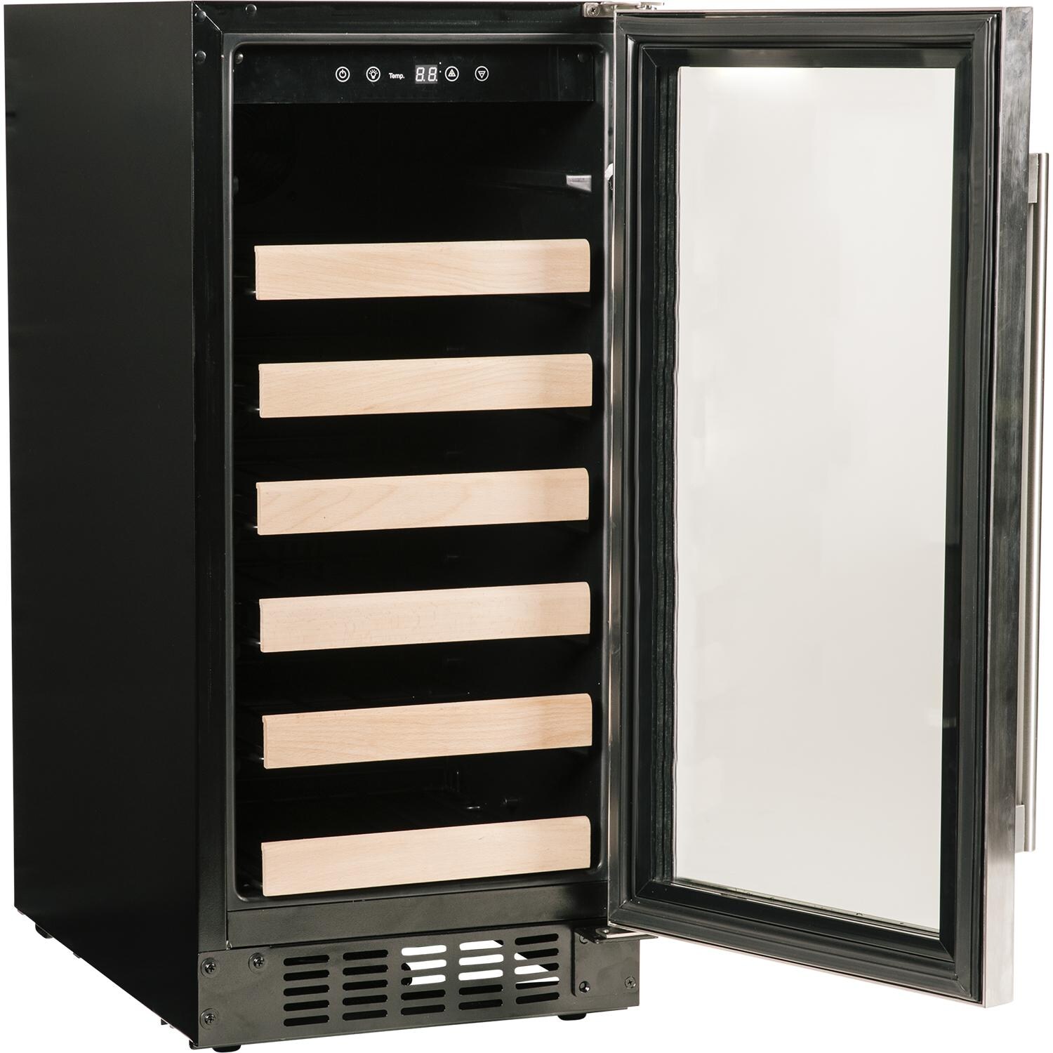 Azure 15-Inch 30 Bottle Wine Cooler - Stainless Steel - Door Open thumbnail