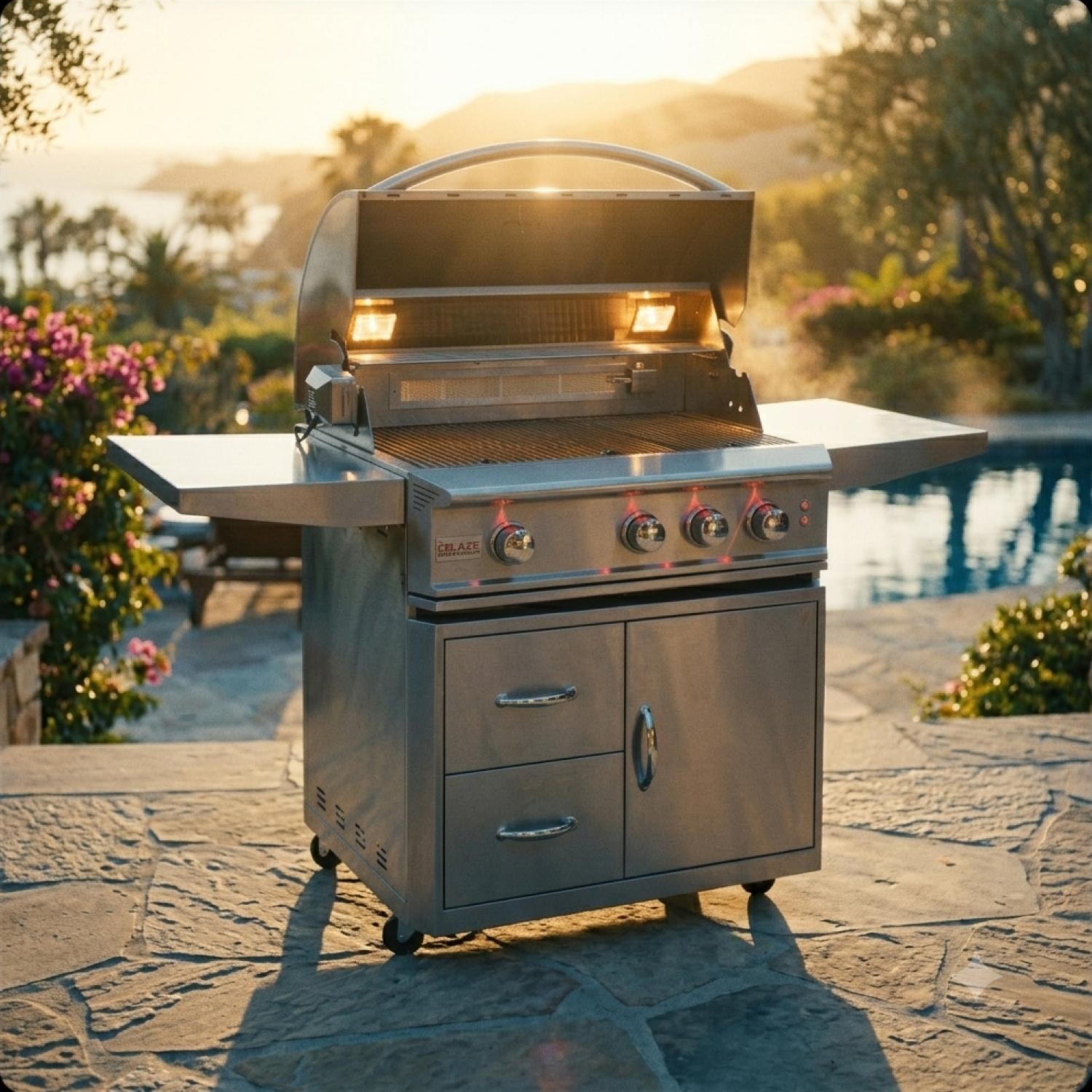 Blaze BLZ-3PRO-LP Professional LUX 34-in 3-Burner Natural Gas Grill w/ Rotisserie - Grill on Patio - Lifestyle thumbnail