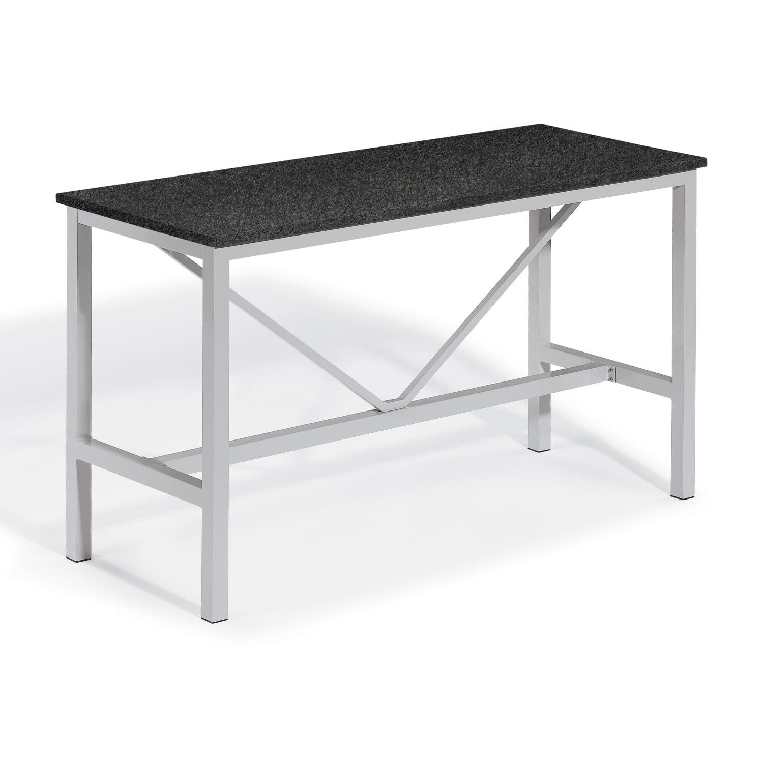 Travira Aluminum 72 X 30 Inch Rectangular Patio Bar Table W/ Lite-Core Charcoal Top By Oxford Garden thumbnail