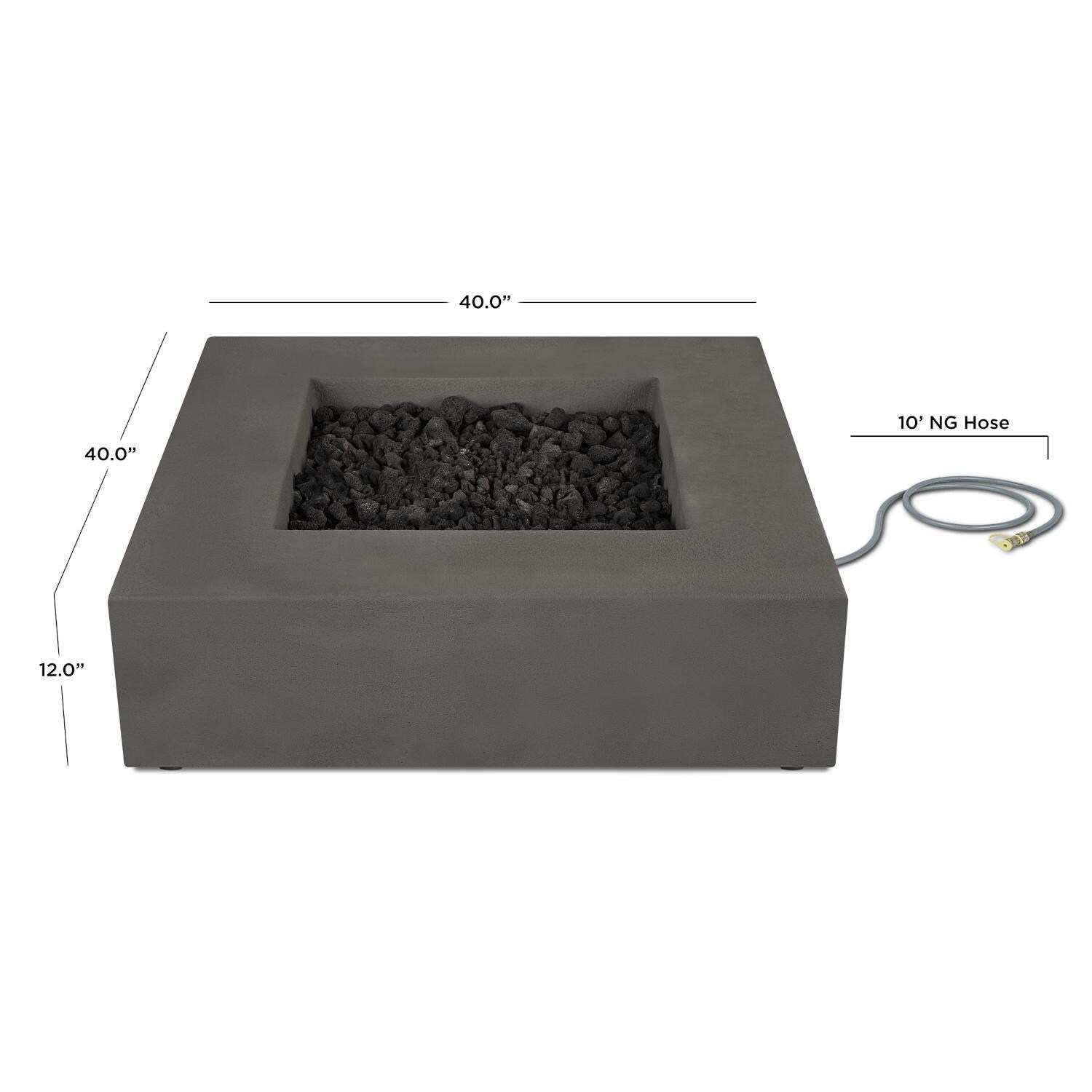 BBQGuys Signature 140NG-CBN Estes 40-Inch Square Natural Gas Fire Table - Dimensions thumbnail