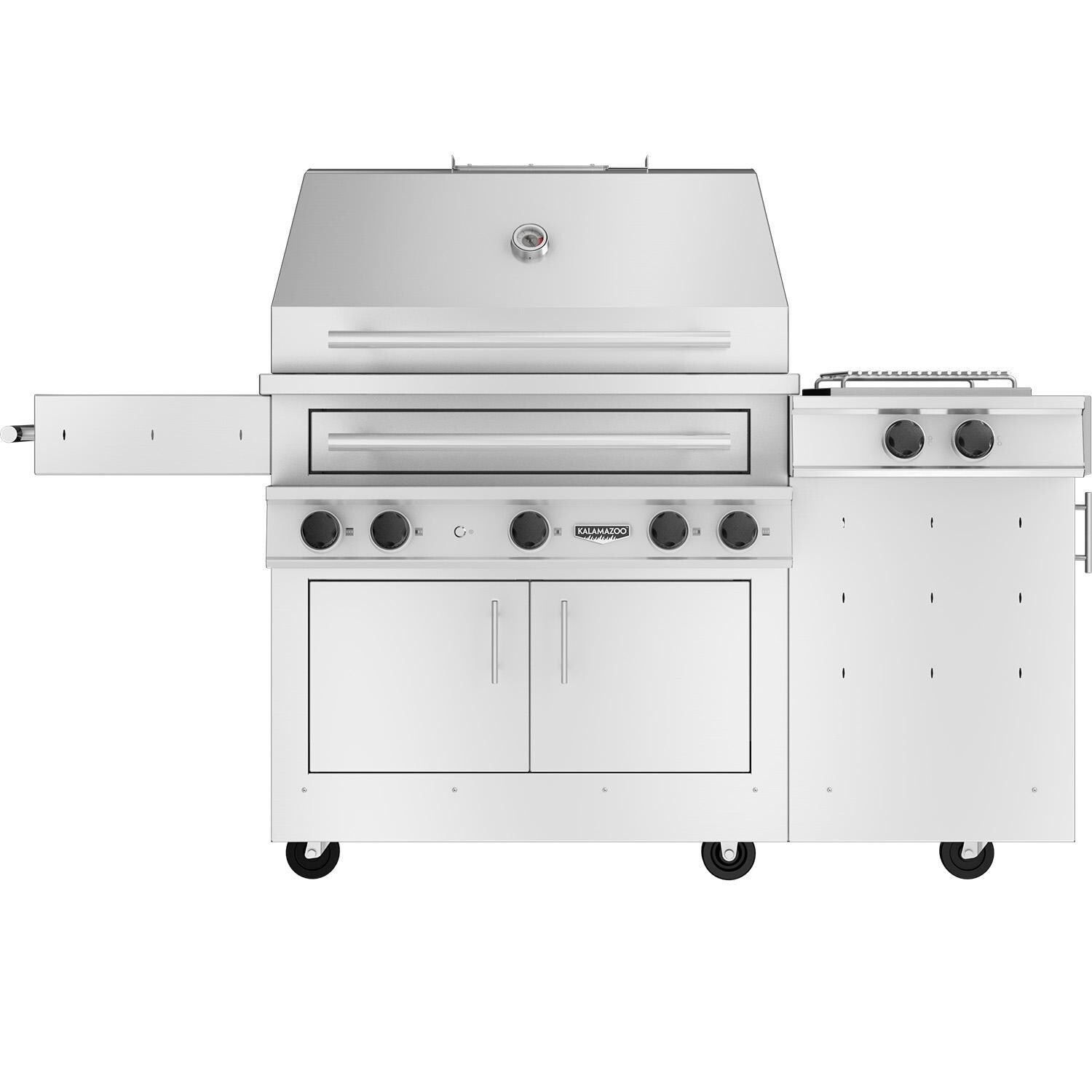 Kalamazoo K750HS Freestanding Hybrid Fire Grill w/ Side Burner - 30 lb Propane Cylinder - Marine-Grade - White Background thumbnail
