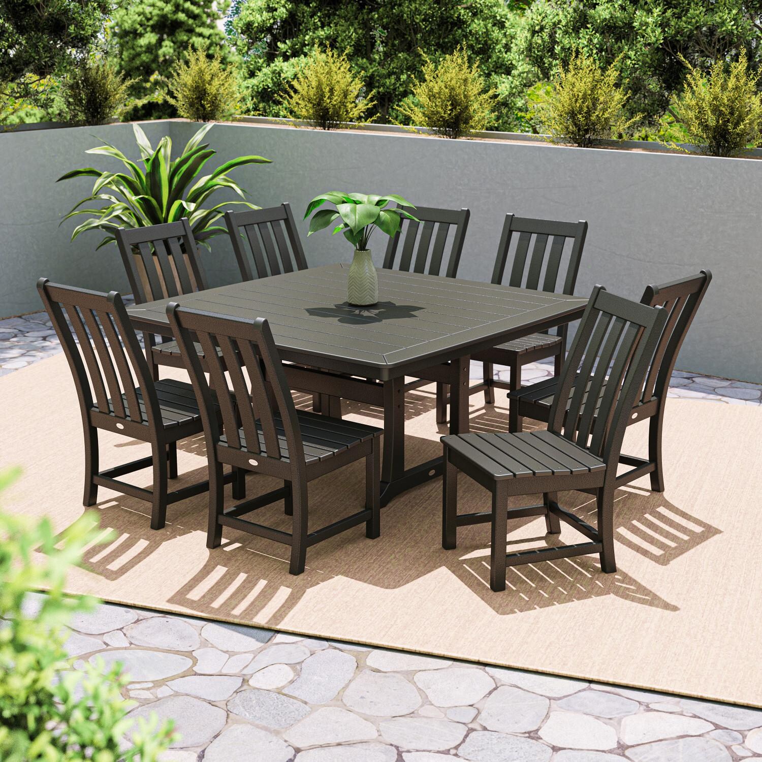 POLYWOOD Vineyard 9-Piece Dining Set - Black