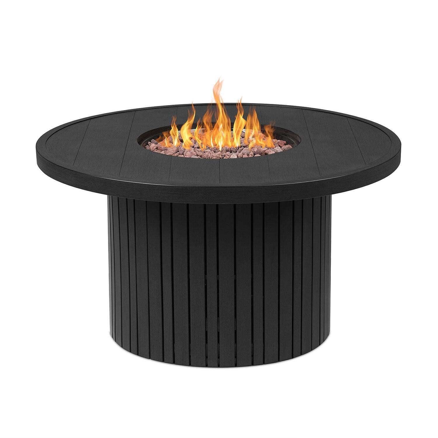 Westlook 44-in Round Metal Propane Fire Table in Black by Lakeview Outdoor Designs - Top View - White Background thumbnail