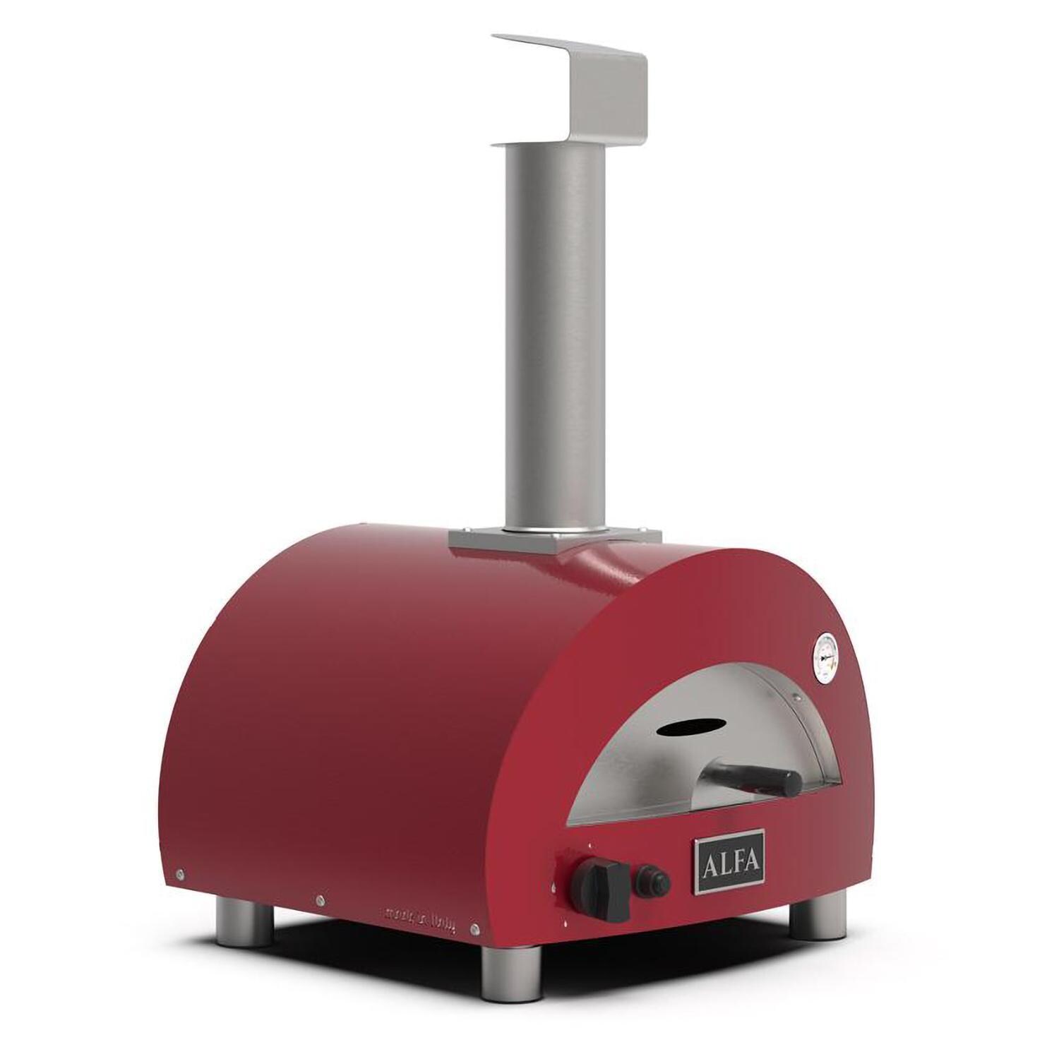 Alfa Moderno FXMD-PT-GROA-U Portable Pizza Oven Antique Red - Front Angled View - White Background thumbnail