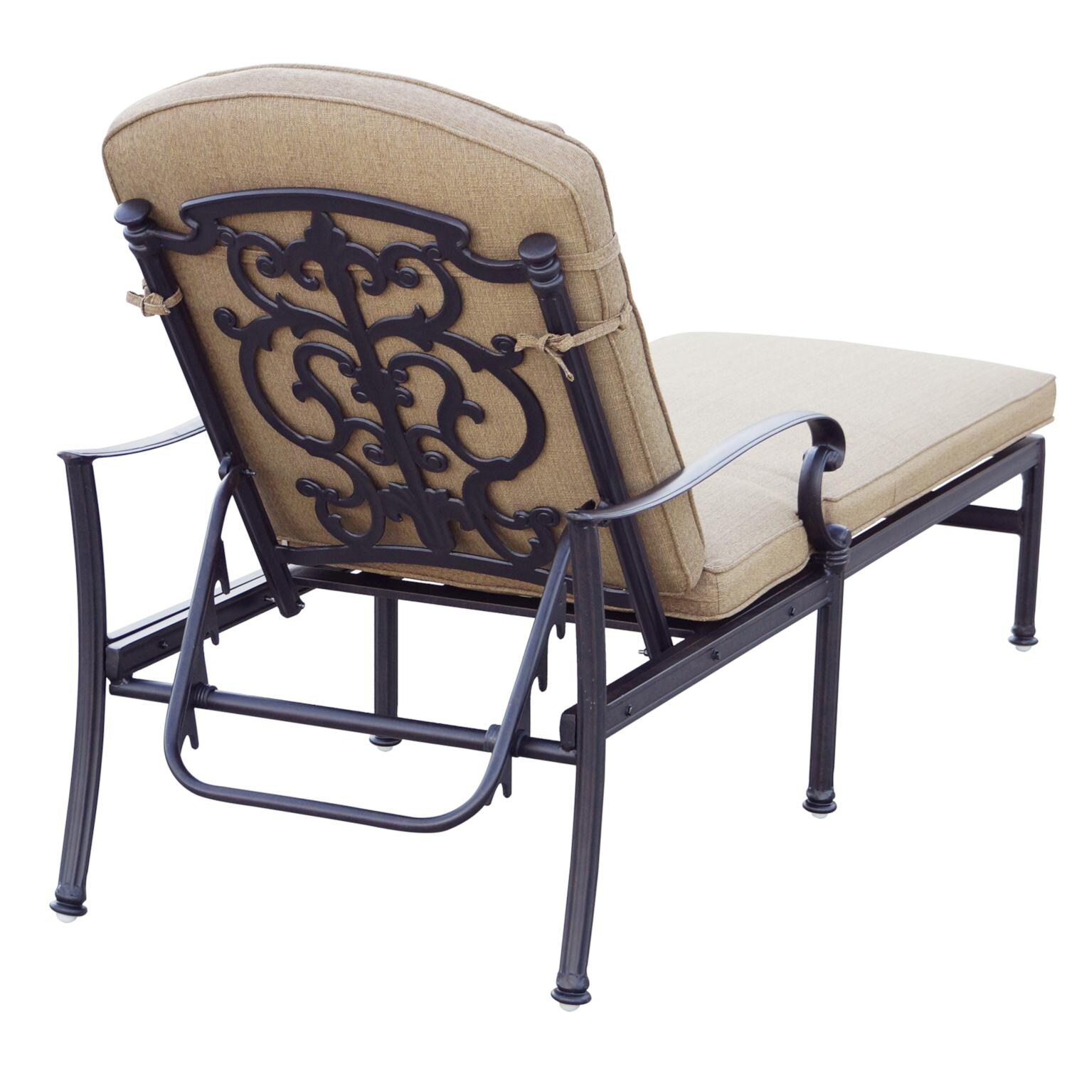 Darlee 201010-33-2 Santa Barbara 2 Piece Cast Aluminum Patio Chaise Lounge Set W/ Sesame Cushions - Back Detail thumbnail