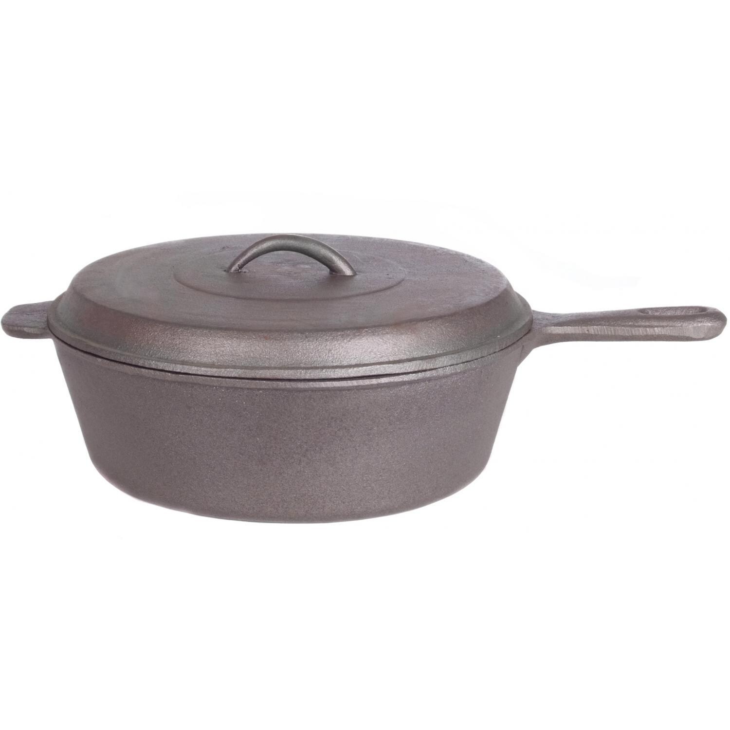Cajun Cookware 4-Quart Unseasoned Cast Iron Chicken Fryer - Side View