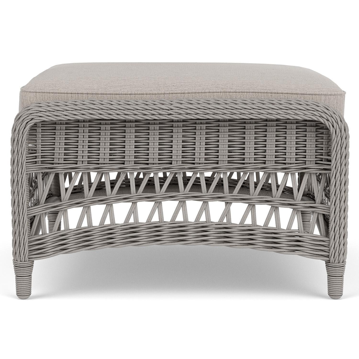 Lloyd Flanders Mackinac Ottoman in Putty Finish with Remy Cloud Fabric - Left Side thumbnail