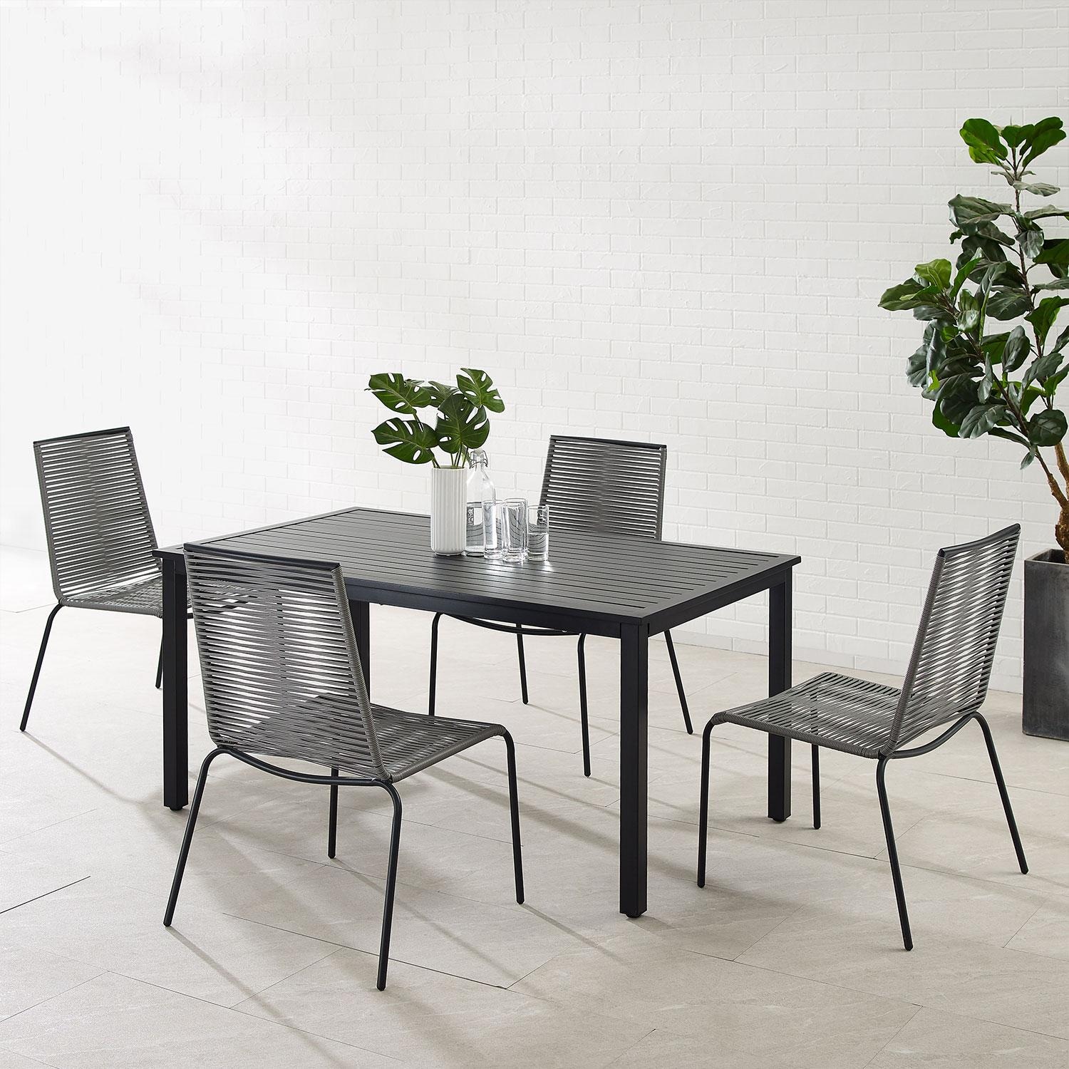 Ultimate Patio Woven Bay 5Pc Wicker Outdoor Dining Set in Gray - UP-92515MB-GY