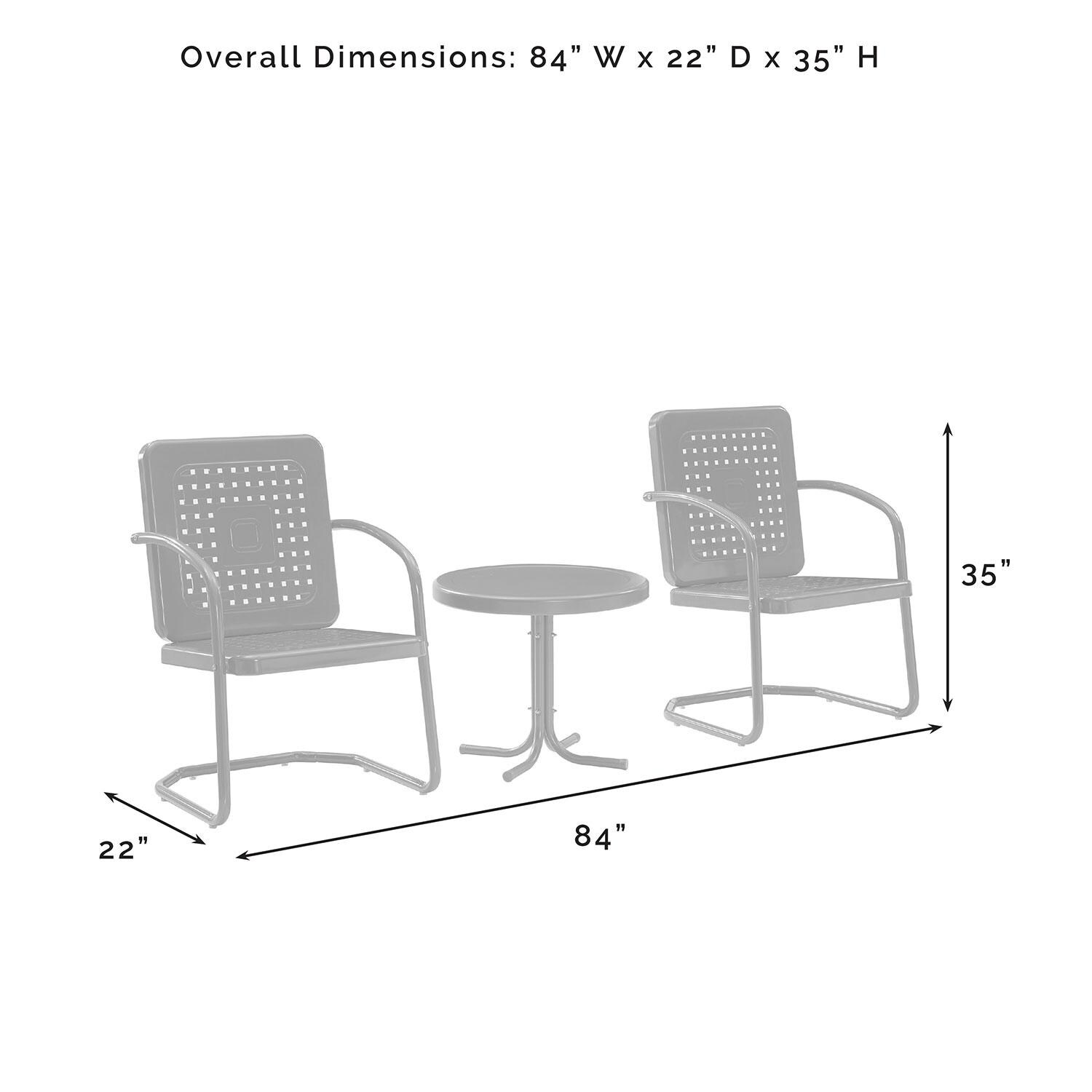 Ultimate Patio UP-32252NV 3Pc Retro Outdoor Chair Set in Navy Blue - Overall Dimensions - Diagram thumbnail