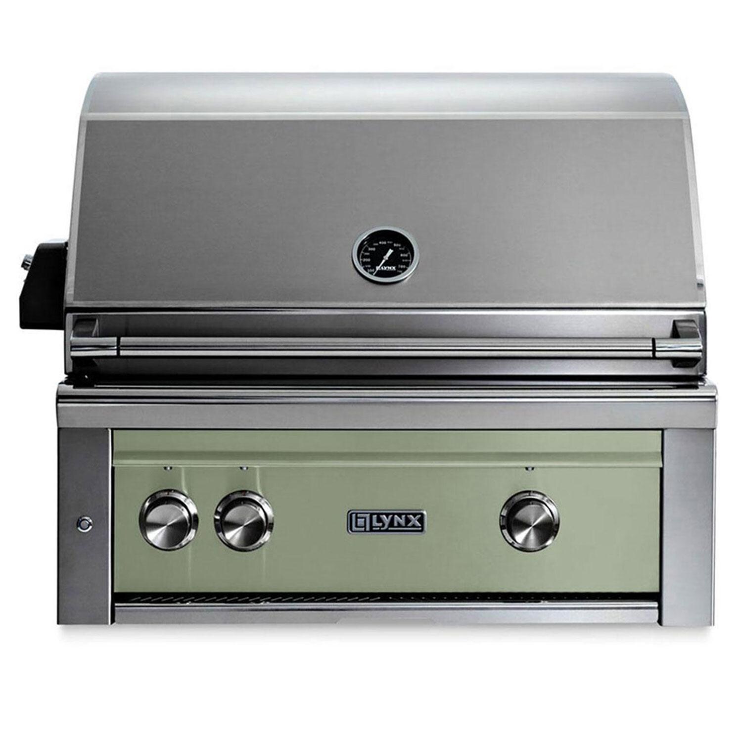 Lynx L30TR-DSLP Professional 30 Inch Built-In Propane Gas Grill w/ One Infrared Trident Burner & Rotisserie in Desert Sage - Display - White Background thumbnail