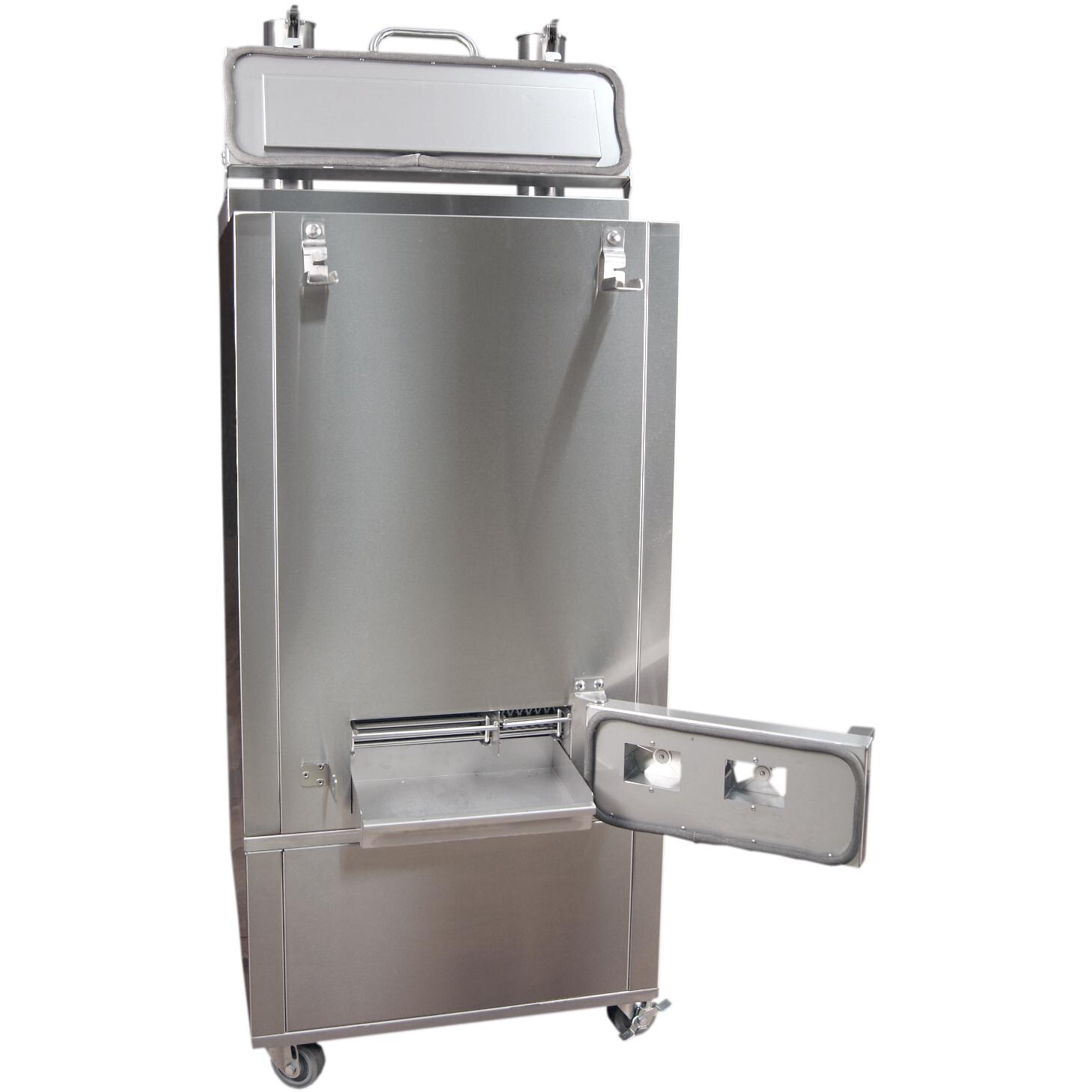 Fire Magic Charcoal BBQ Meat Smoker On Stand - Rear of Smoker Open thumbnail