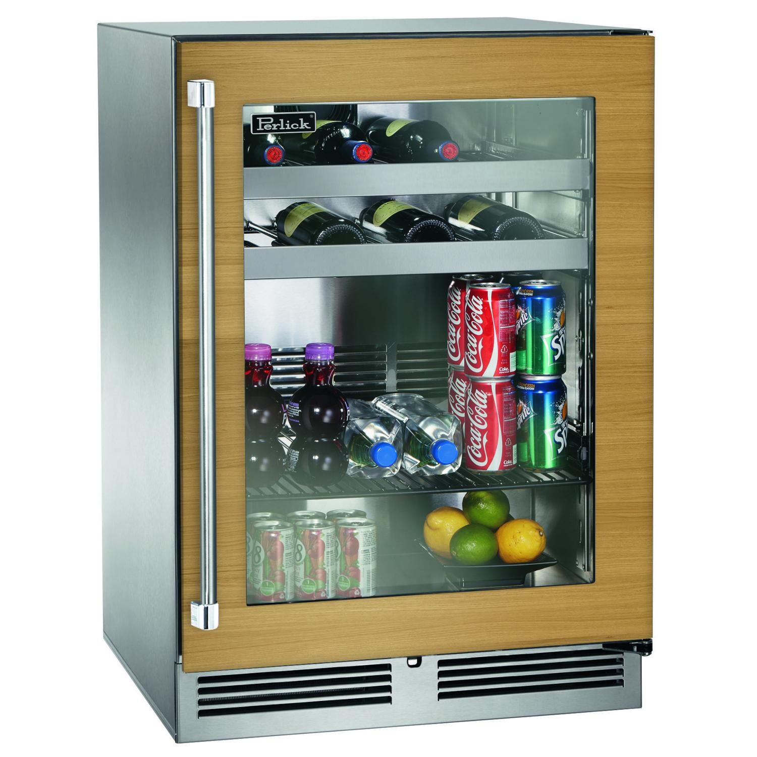 Perlick 24-Inch Signature Series Stainless Steel Panel Ready Glass Door Outdoor Beverage Center - Right Hinged - HP24BO-4-4R