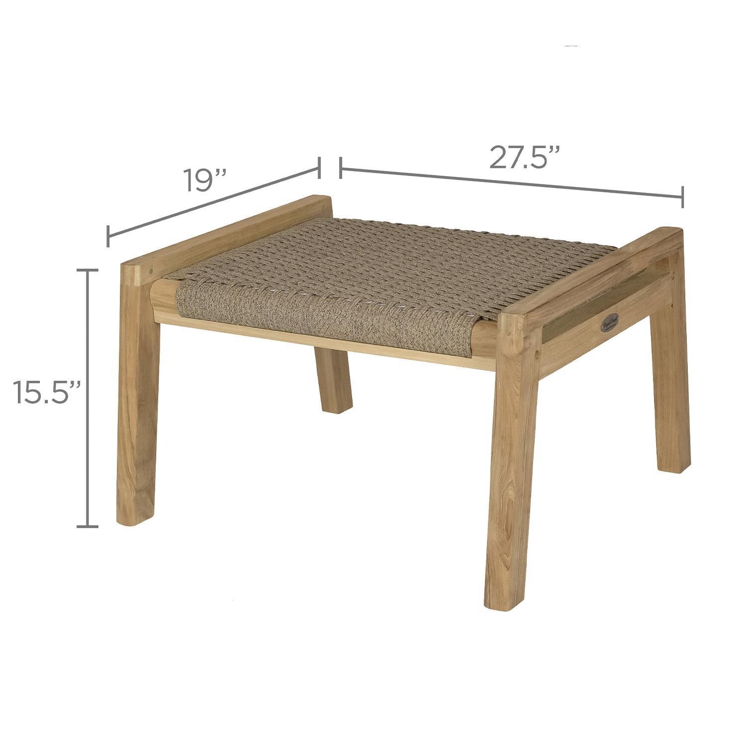 Admiral Rope Ottoman in Charcoal Grey by Royal Teak Collection - Dimensions (Shown in Brown Sand) - Diagram thumbnail