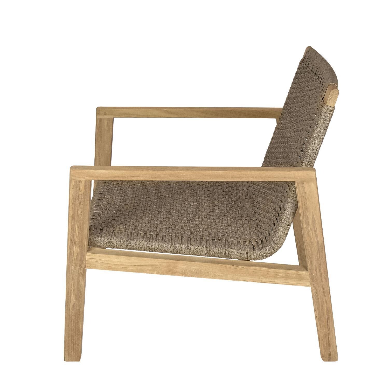 Admiral Rope Club Chair in Brown Sand by Royal Teak Collection - Side View - White Background thumbnail