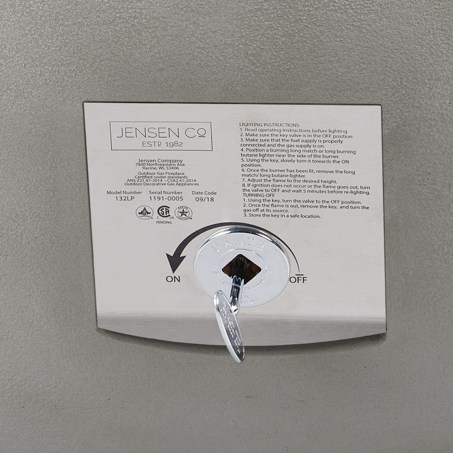 Dustyview 42 Inch Round Glass Fiber Reinforced Concrete Propane Fire Bowl in Shade by BBQGuys Signature - Control Panel - Detail thumbnail