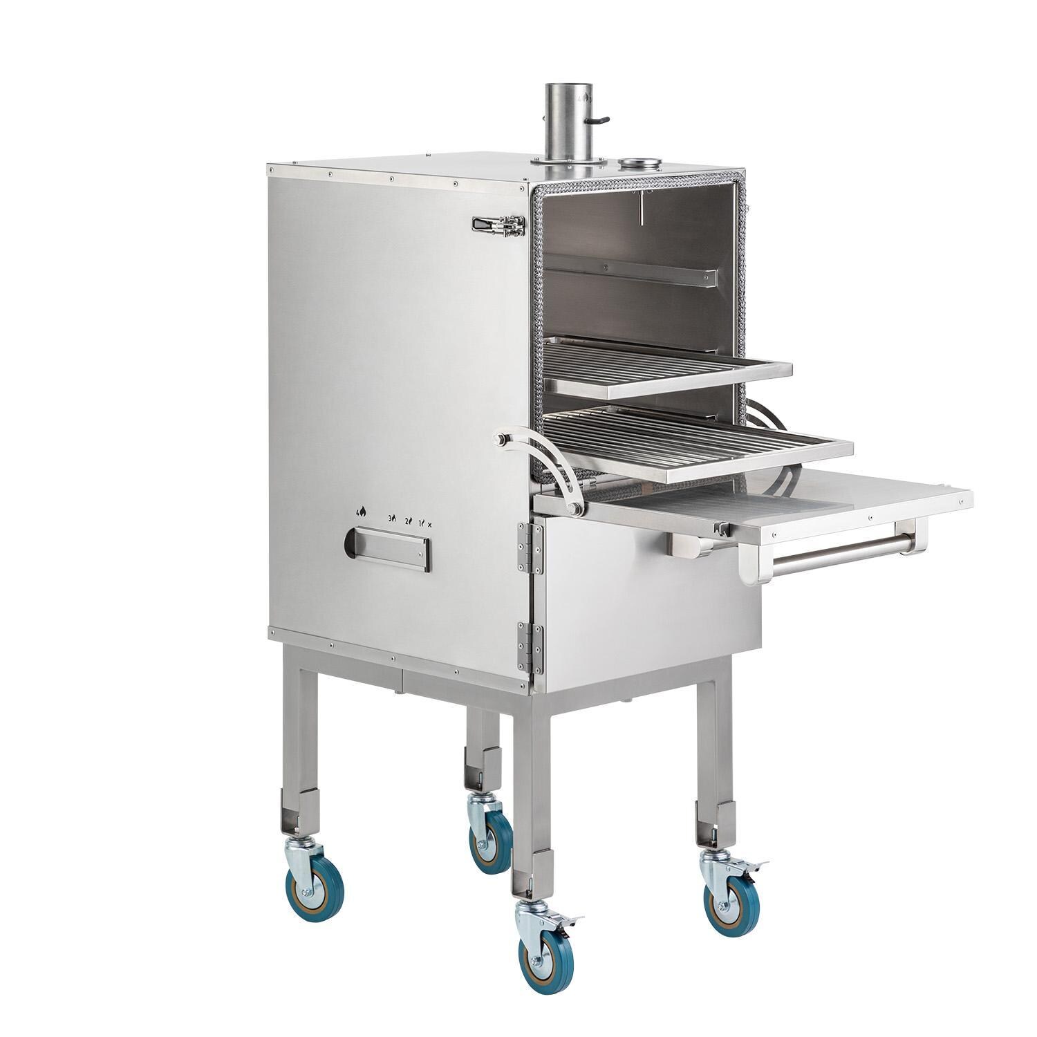 Keveri H1SS H1 Inox Vertical Muti-Purpose Charcoal Oven - Stainless Steel - Grill Racks - White Background thumbnail
