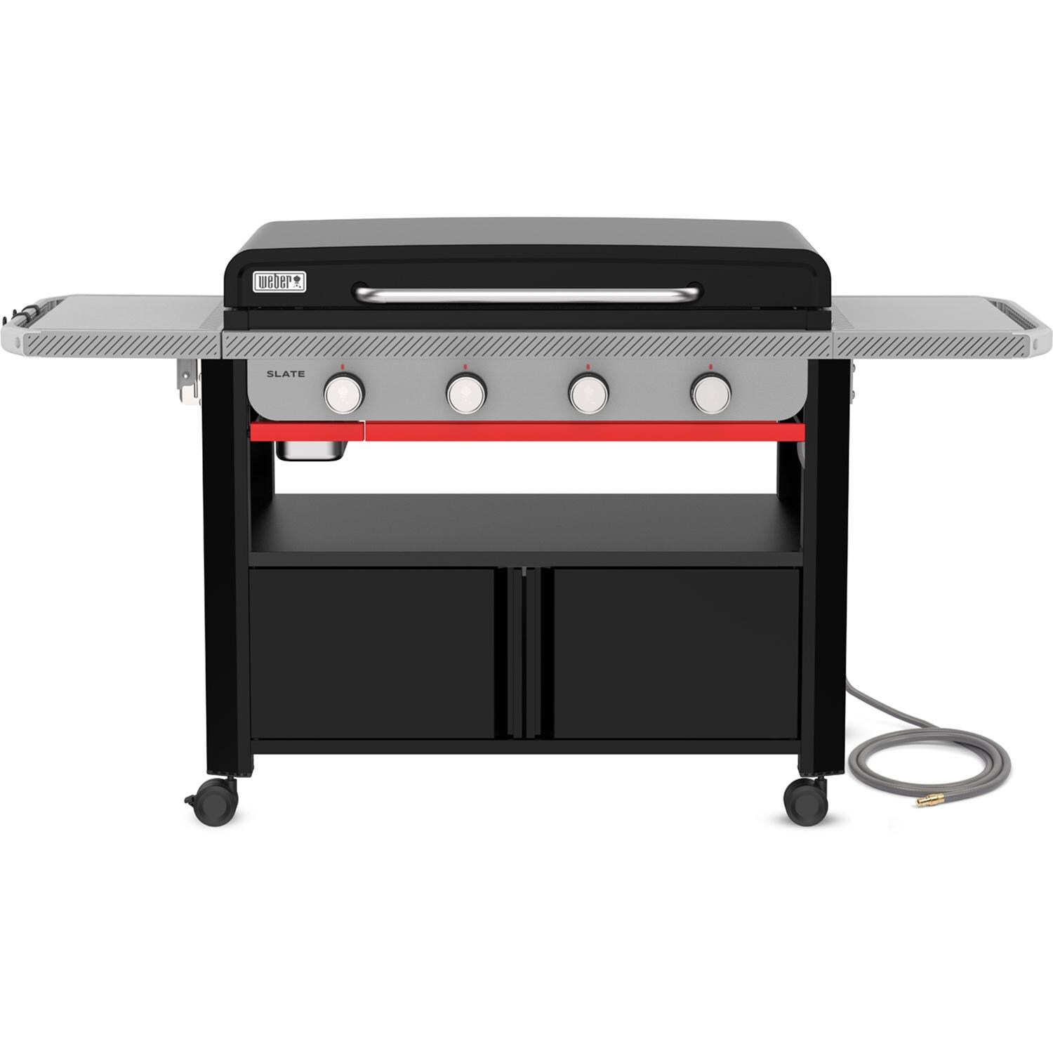 Weber Slate 36-in 4 Burner Natural Gas Rust-Resistant Griddle w/ Closed Cabinet - Black - 1502284