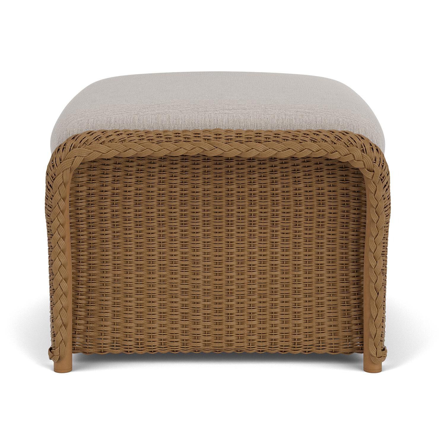 Lloyd Flanders Weekend Retreat Woven Ottoman in Hickory Finish W/ Remy Cloud Fabric - Side thumbnail