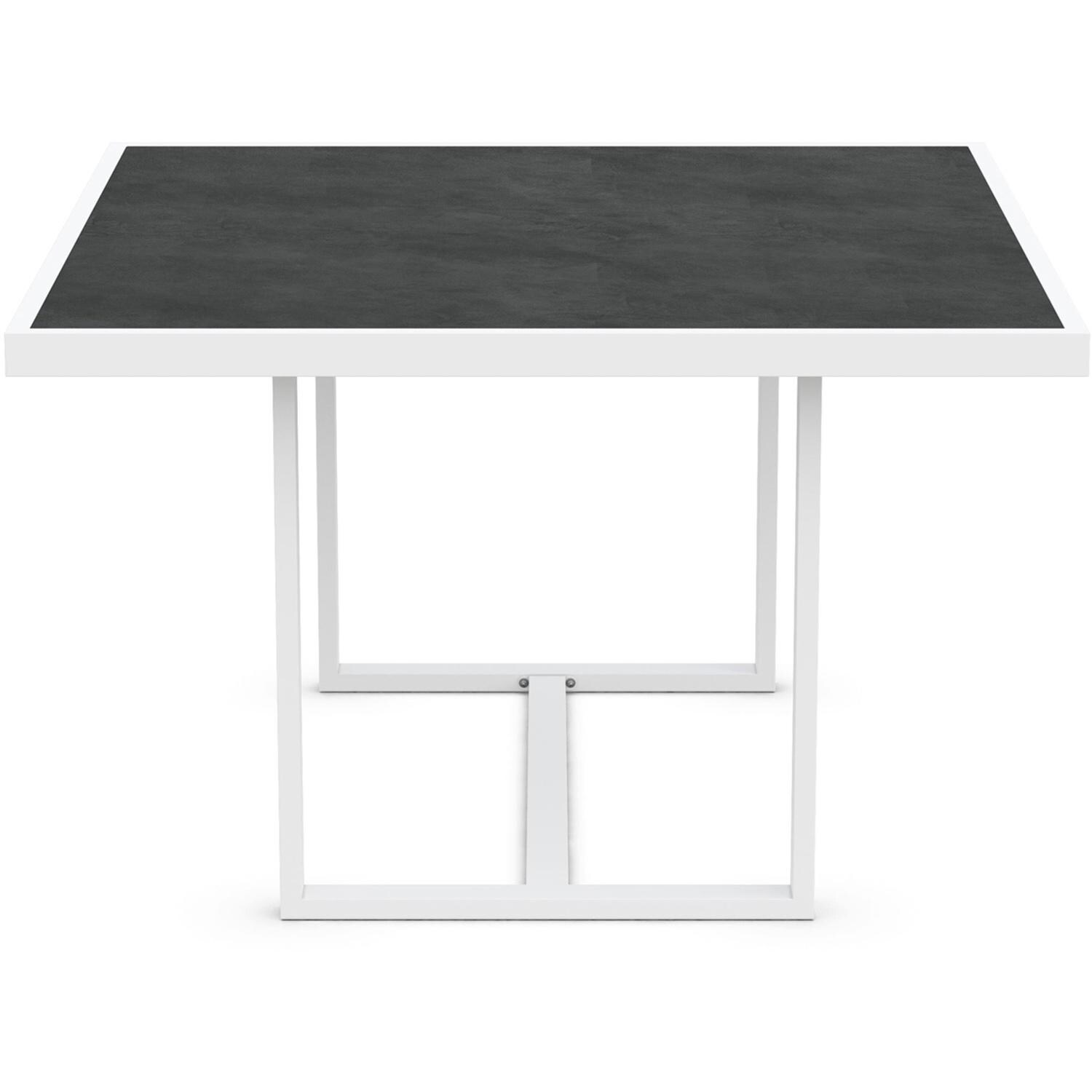 Azzurro Living Pavia 48 Inch White Aluminum Dining Table W/ Micron Dekton Top - Side - White Background thumbnail