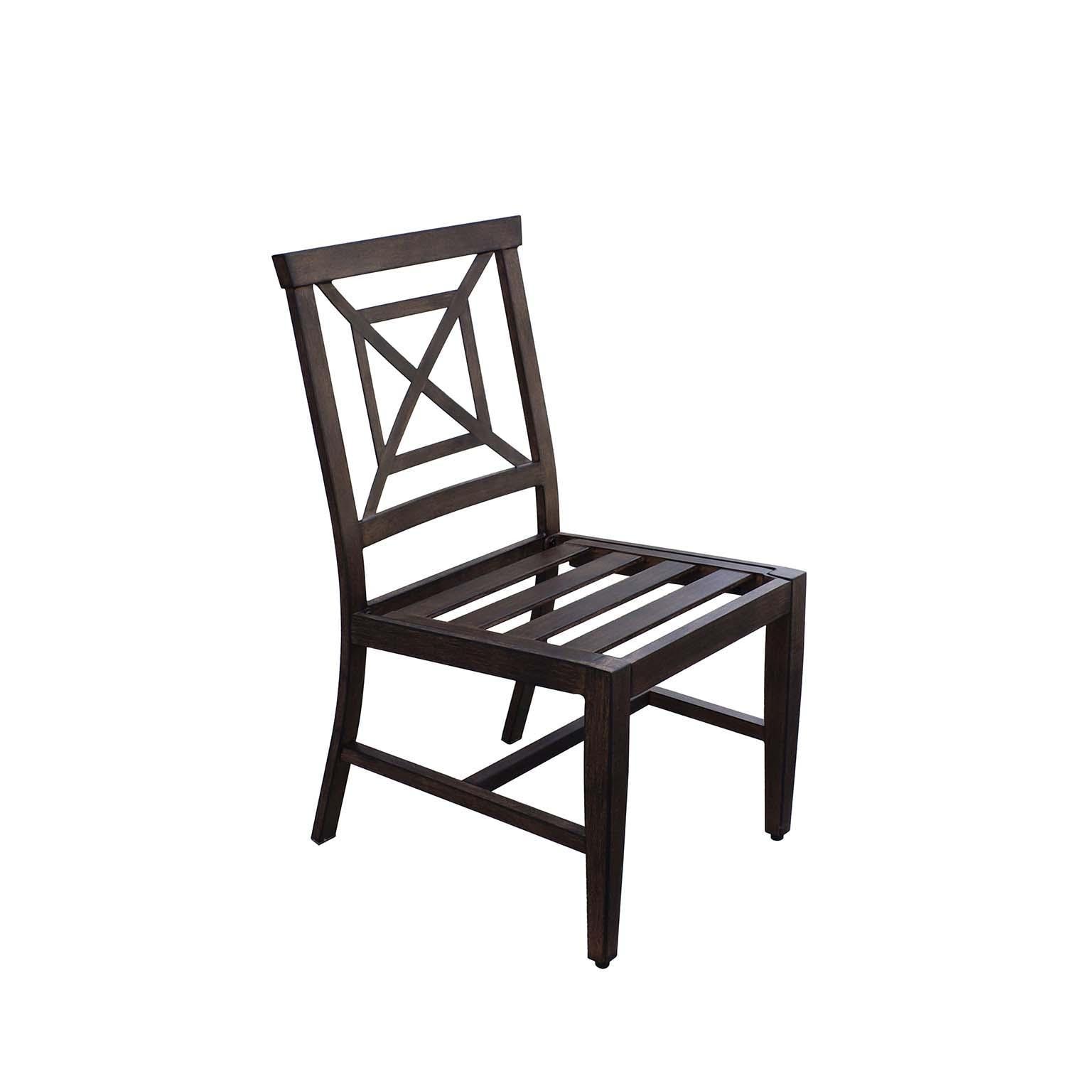 Atlantis Aluminum Dining Side Chair Set of 2 w/ Beige Cushions in Walnut By Darlee - Angled View Frame Only - White Background thumbnail