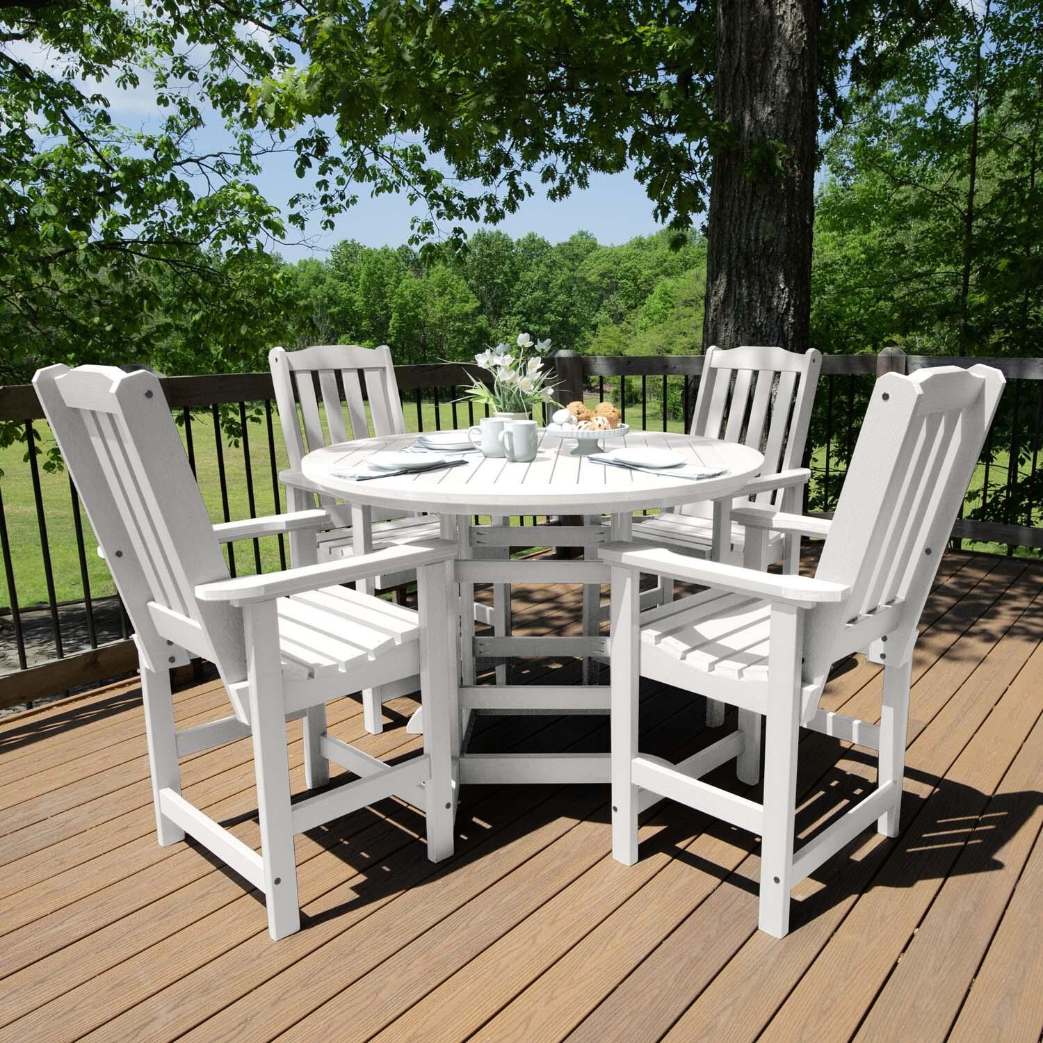 Hart Lane 5 Pc Set Recycled Plastic Counter Height Dining Set In White By Lakeview - Lifestyle thumbnail