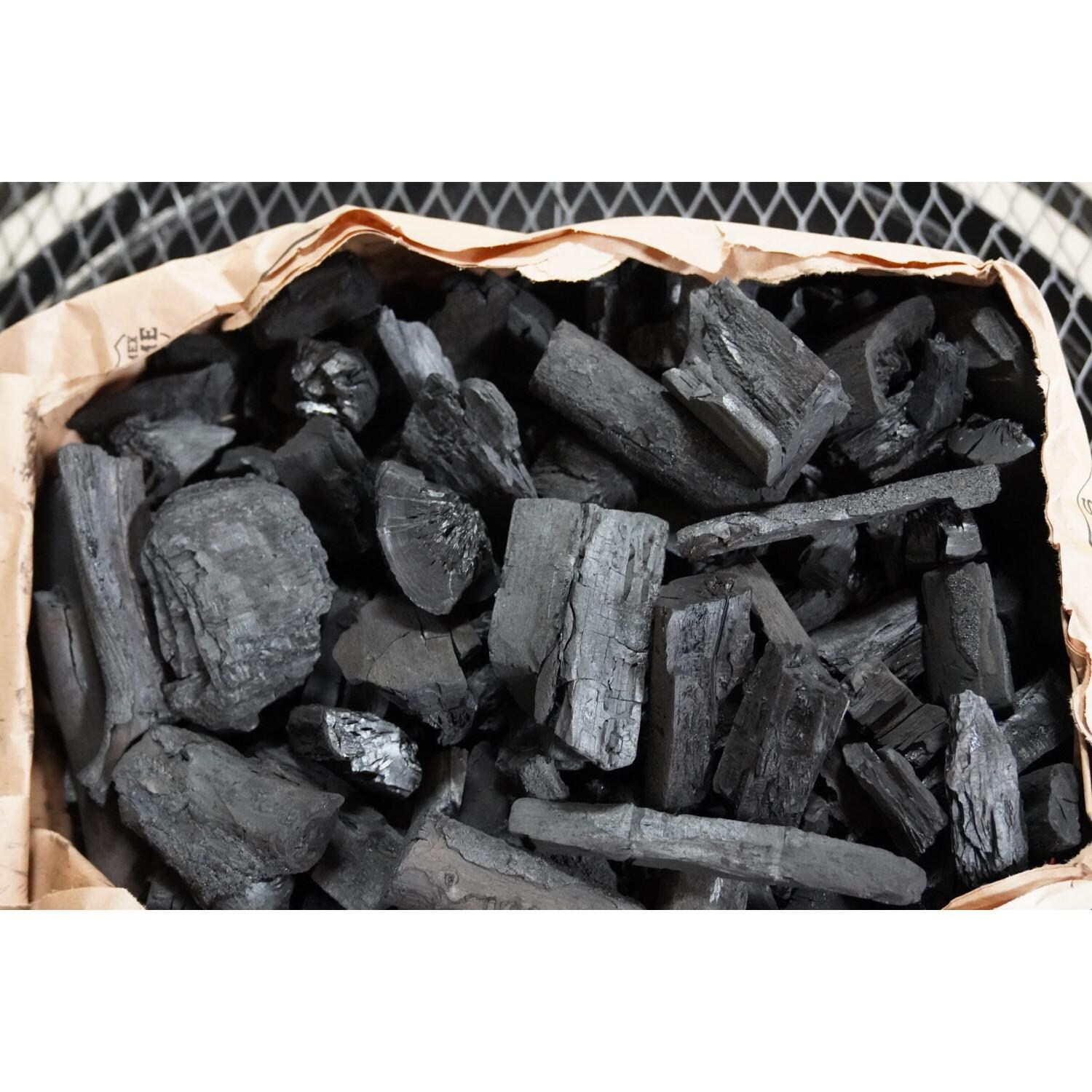 Texas Original Pits TXOG-OL20 20 Lb Lump Charcoal - Charcoal Bag Open thumbnail