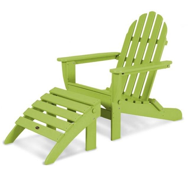 Classic 2 Piece Recycled Plastic Wood Patio Folding Adirondack Seating Set By POLYWOOD - Lime image