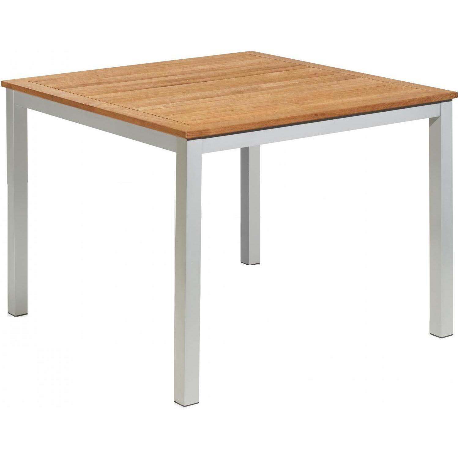 Travira 40-Inch Square Aluminum Patio Dining Table W/ Teak Top By Oxford Garden