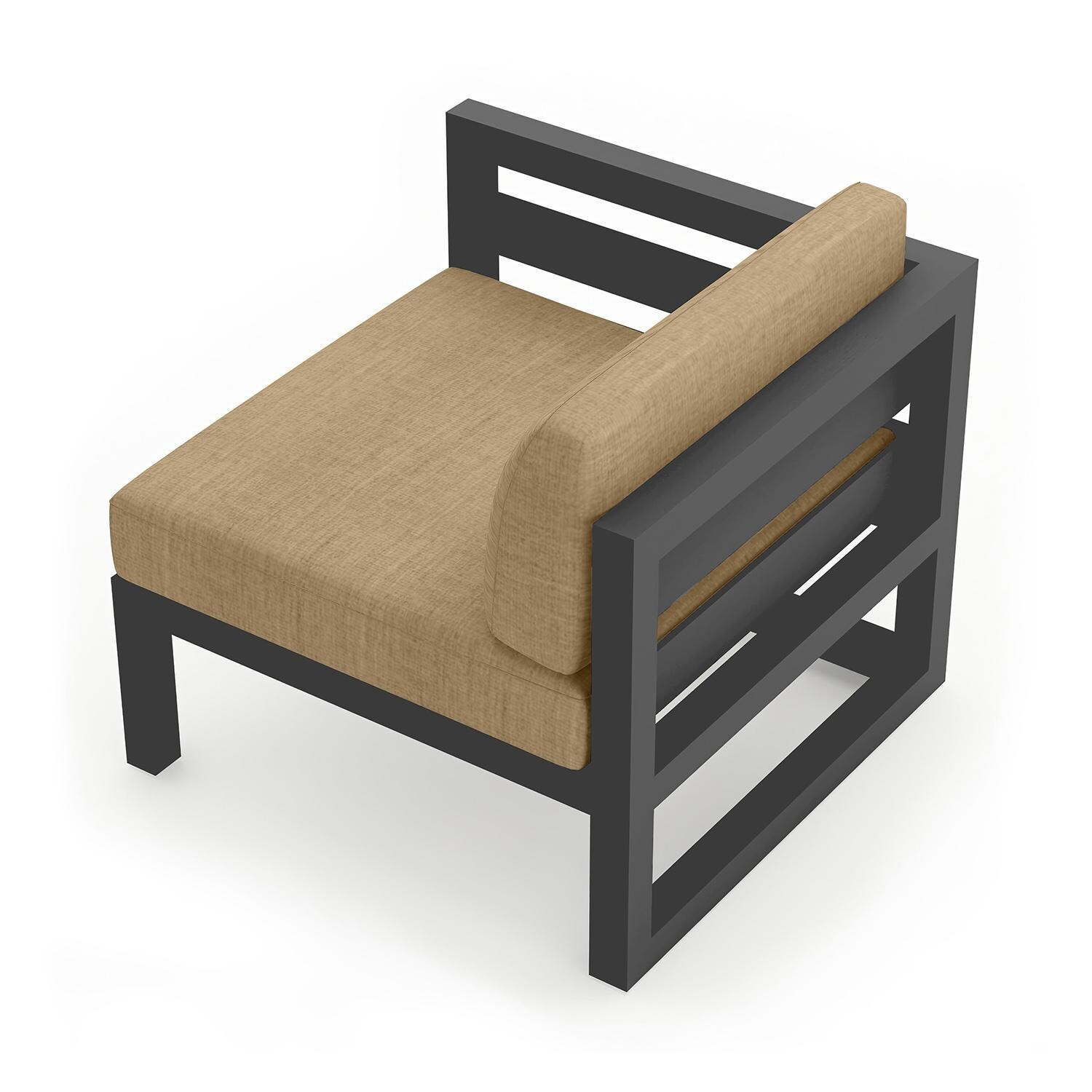 Misty Cove Aluminum Left Arm Club Chair in Slate w/Heather Beige Cushions by Lakeview - Top Angle View - White Background thumbnail