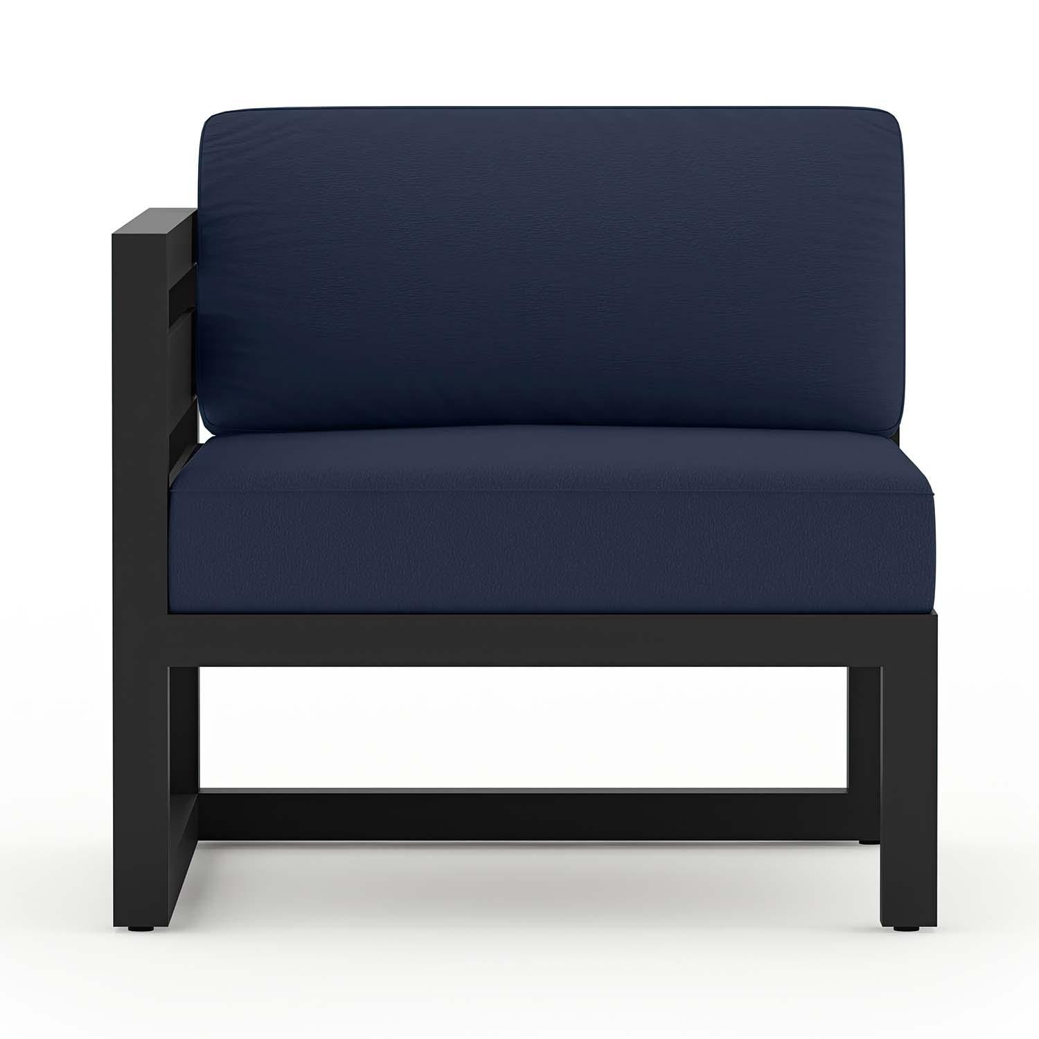 Misty Cove 6 Pc Aluminum Sectional Seating Set w/ Swivel Chairs in Black/Spectrum Indigo by Lakeview Outdoor Designs - Left Chair - White Background thumbnail