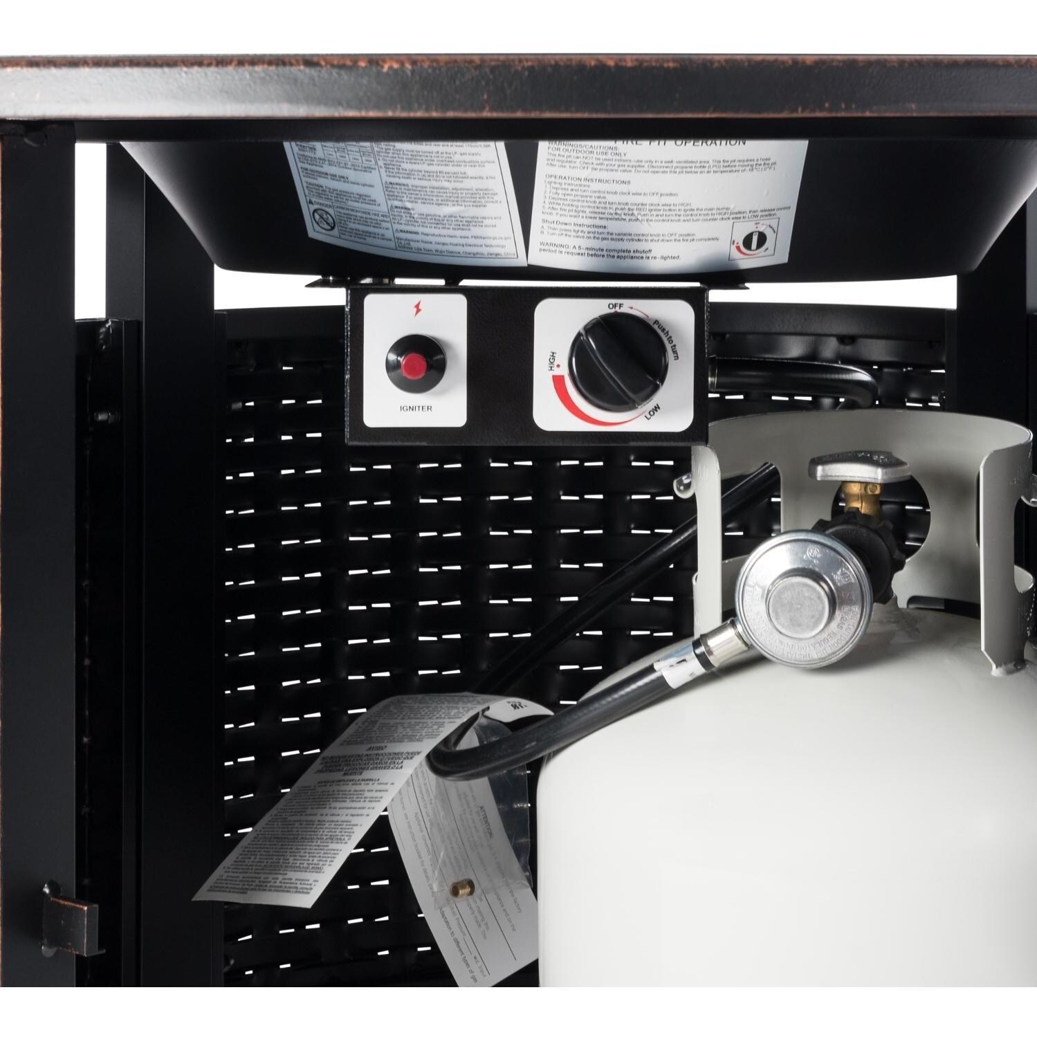 Ultimate Patio Welcome View 50,000 BTU Propane Round Fire Pit Table - Woven Cast Aluminum - Controls - Propane Tank Not Included - Detail thumbnail