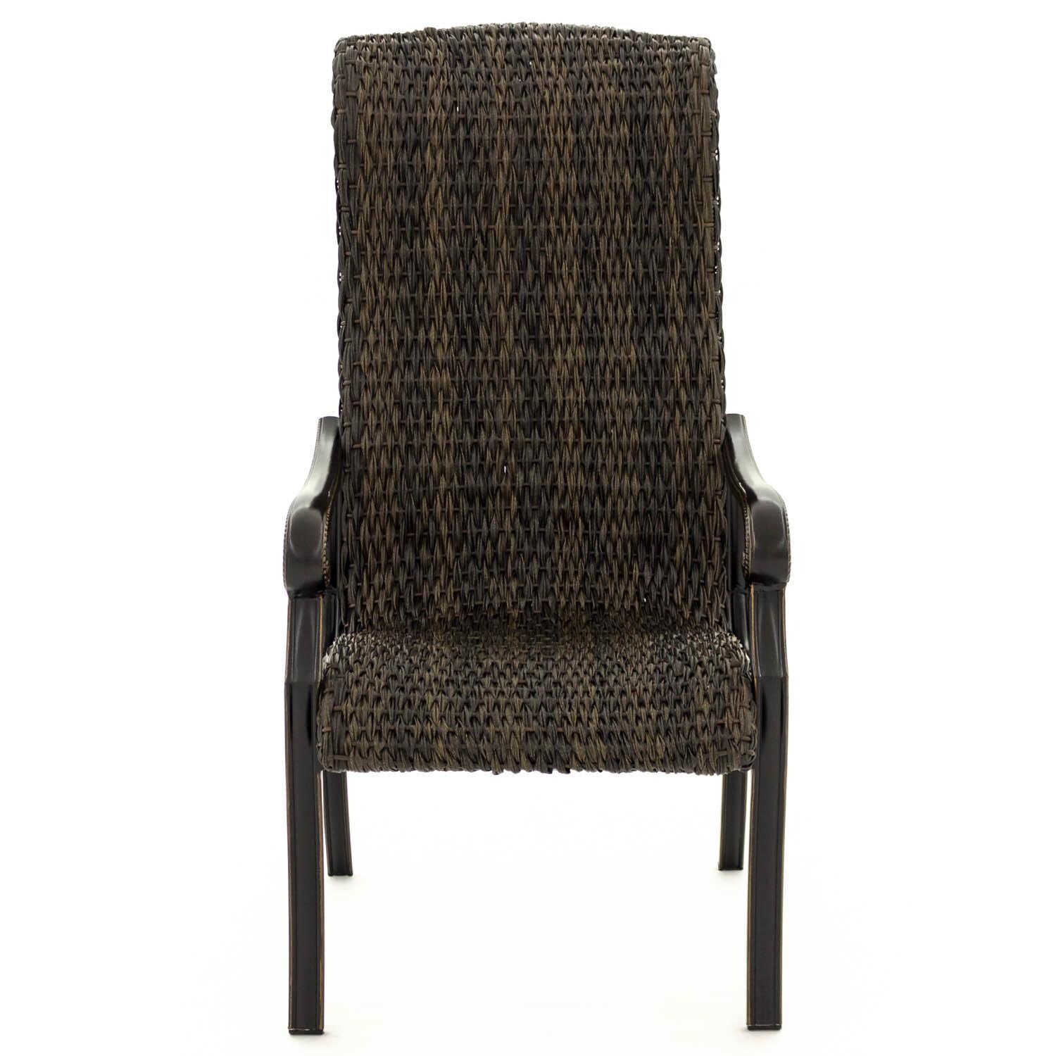 Du Monde Banana Leaf Wicker Patio Dining Chair - Front View thumbnail