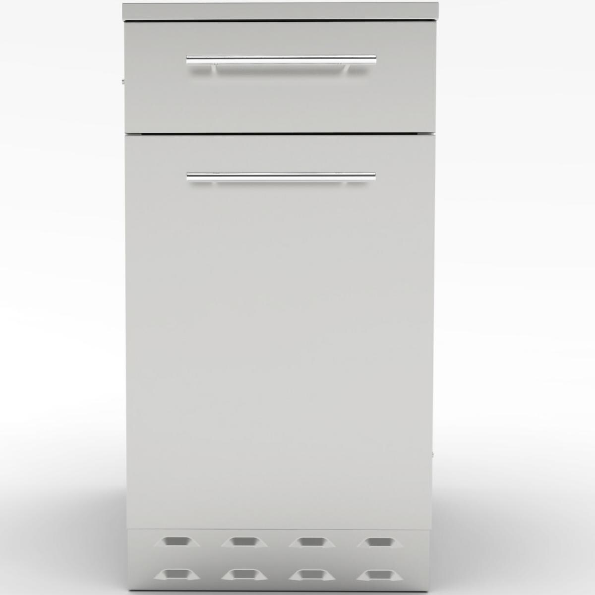 Sunstone SBC18SLPCD 18-in Outdoor Kitchen Propane Tank / Trash Drawer Island Cabinet - Cabinet Front - White Background thumbnail