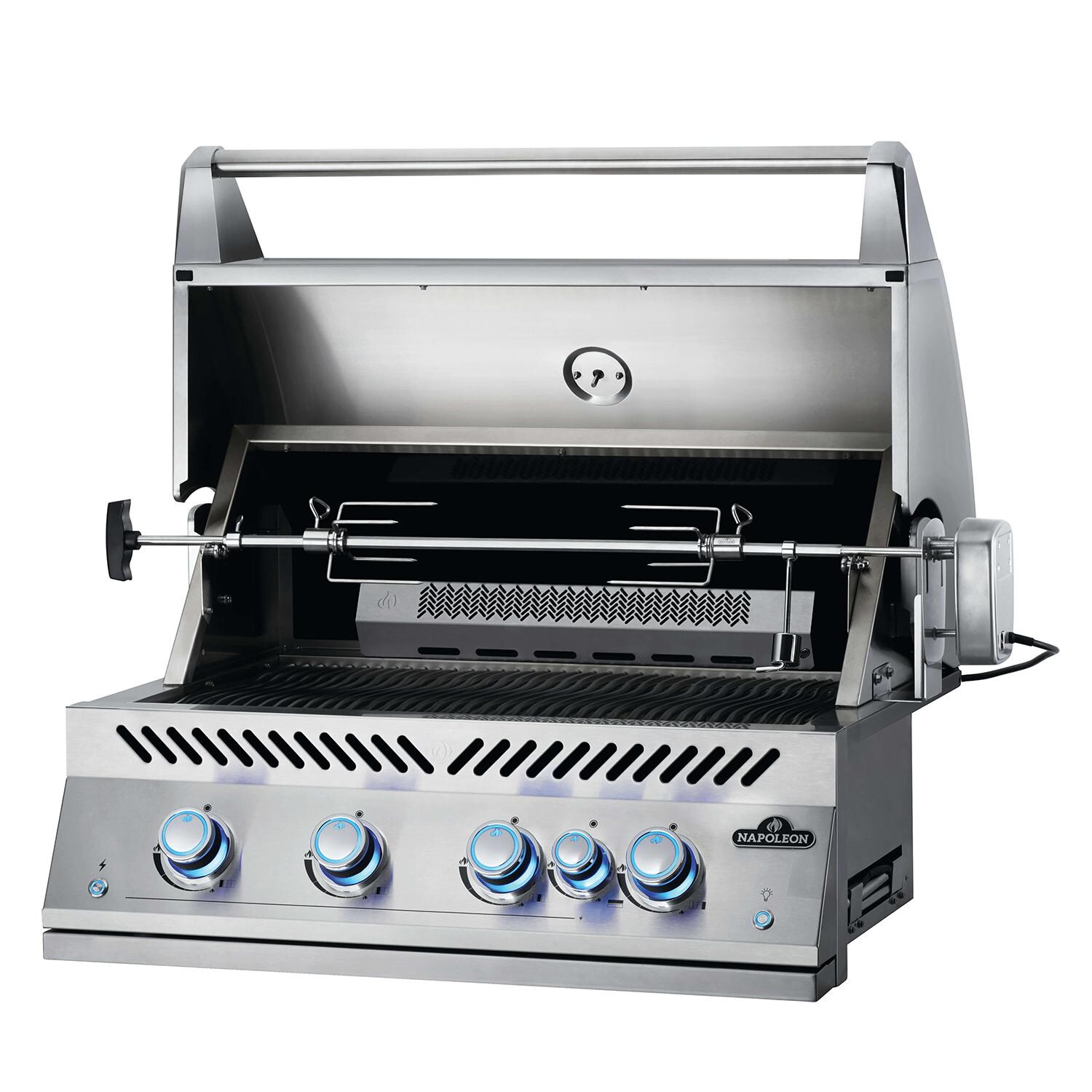 Napoleon BIG32RBPSS Built-In 700 Series 32-Inch Propane Gas Grill with Infrared Rear Burner & Rotisserie Kit - Side View with Rotisserie Kit thumbnail