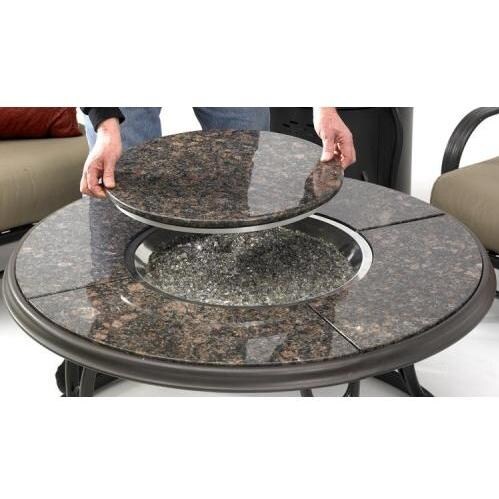42Inch Chat Propane Gas Fire Pit Table With Granite Top And Lazy Susan
