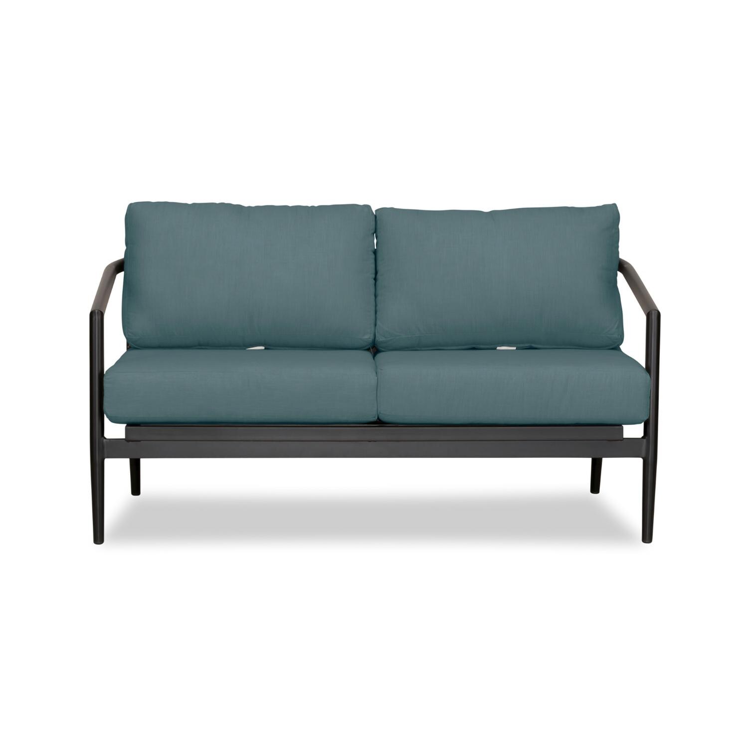 Midnight Cove 2 Person Aluminum Loveseat in Black/Cast Lagoon by Lakeview Outdoor Designs