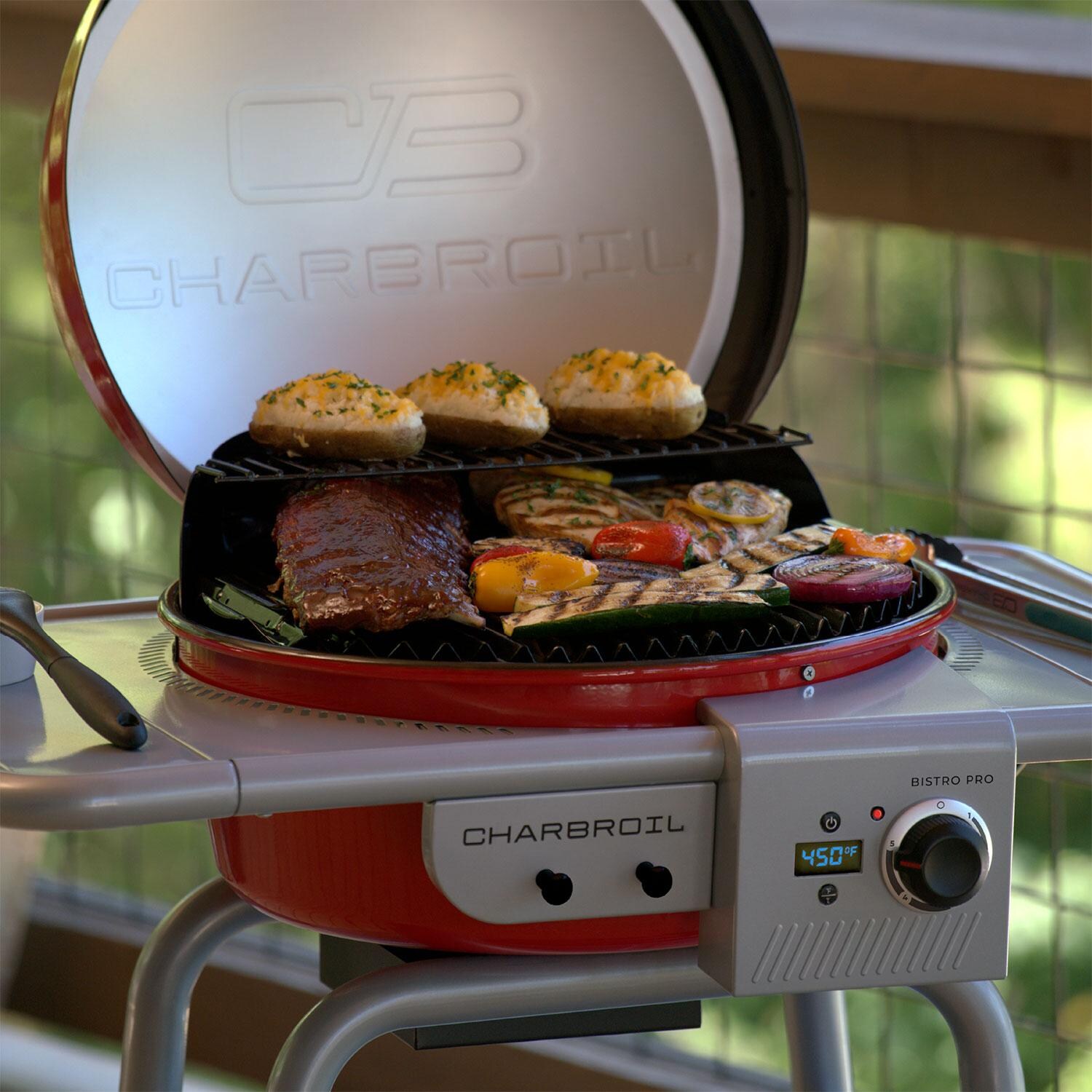 Charbroil 25302146 Bistro Pro 240 Electric + Freestanding Griddle - Cart Red - Grilling Food - Lifestyle thumbnail