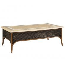 Island Estate Lanai 54 X 30 Inch Rectangular Wicker Patio Coffee Table W/ Weatherstone Top By Tommy Bahama