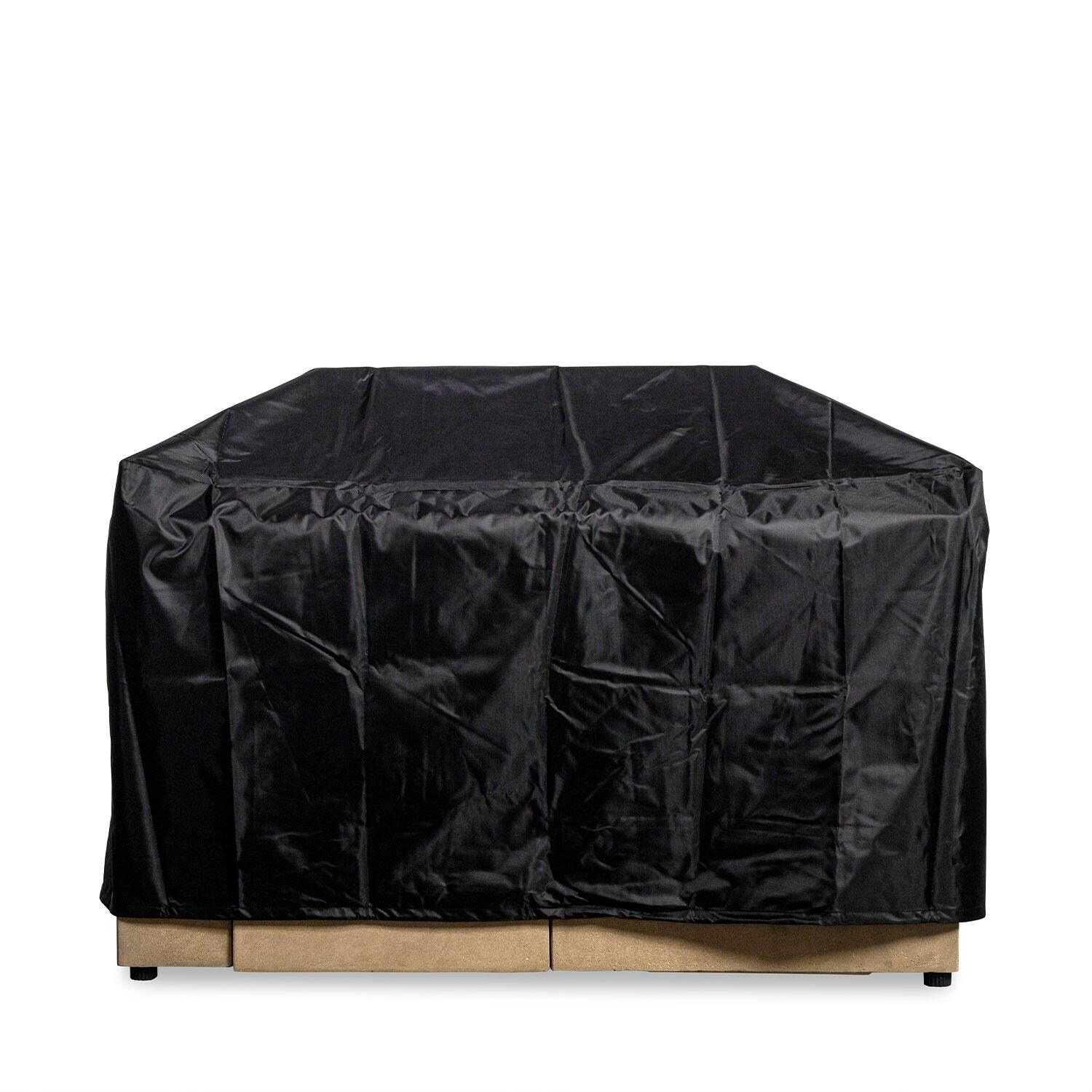 Glenwood 42-in Square Concrete Propane Fire Pit w/ Hidden Propane Tank in Sand by Lakeview Outdoor Designs - Cover On - White Background thumbnail