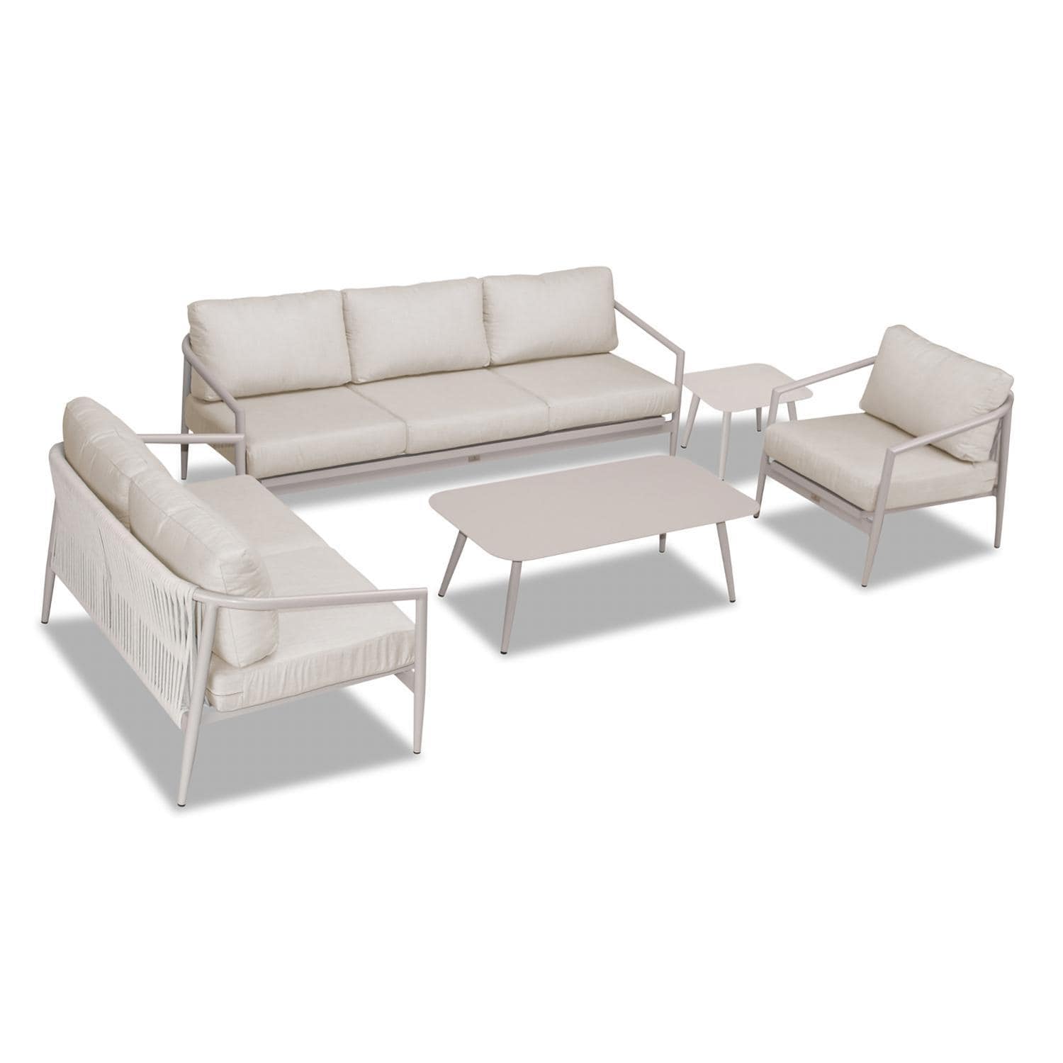 Lakeview Midnight Cove 5 Pc Aluminum Sofa Seating Set in Urban Stone/Cast Silver - Top - White Background thumbnail