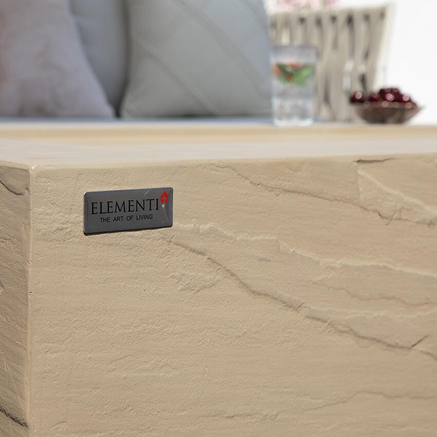 Elementi Colorado OFG410SY-NG 56-Inch Natural Gas Sunlight Yellow Fire Pit Table - Signature and Material Detail thumbnail